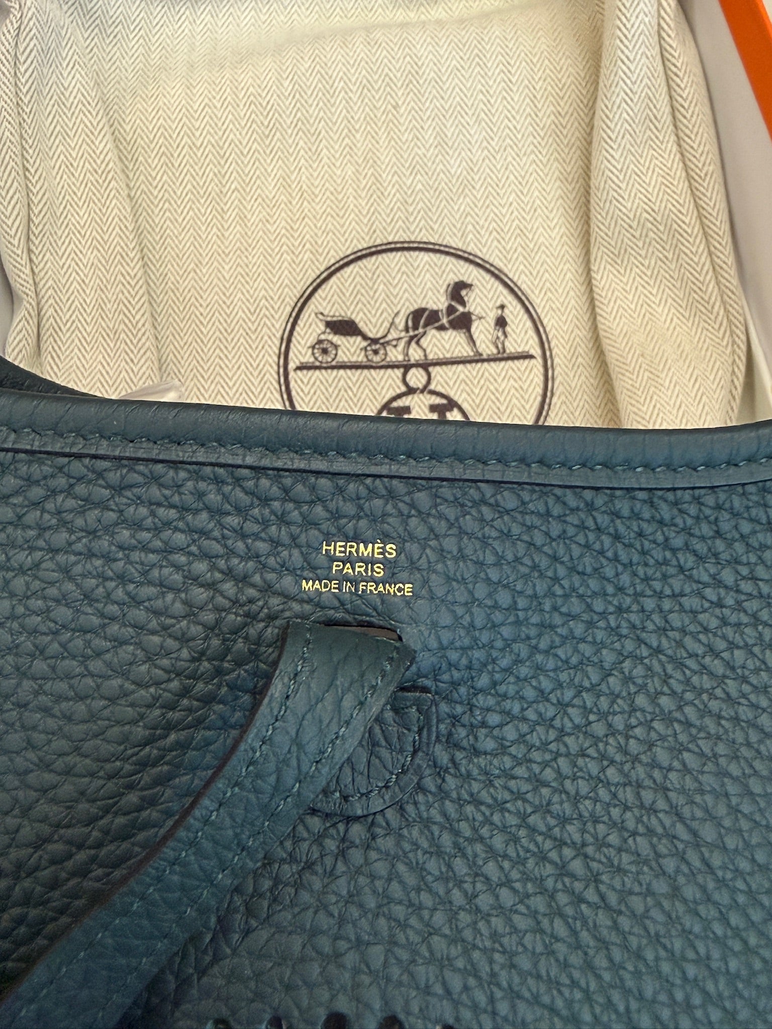 Hermès Mini Evelyne Clemence Gold Hardware Stamp U – Like New