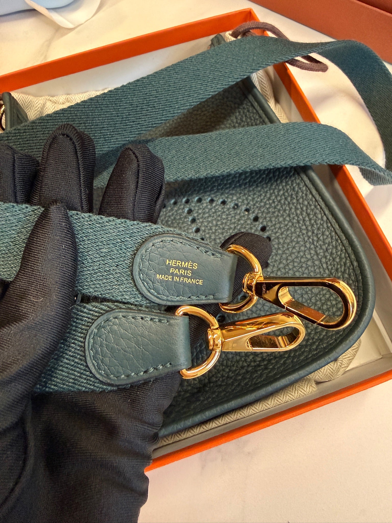 Hermès Mini Evelyne Clemence Gold Hardware Stamp U – Like New