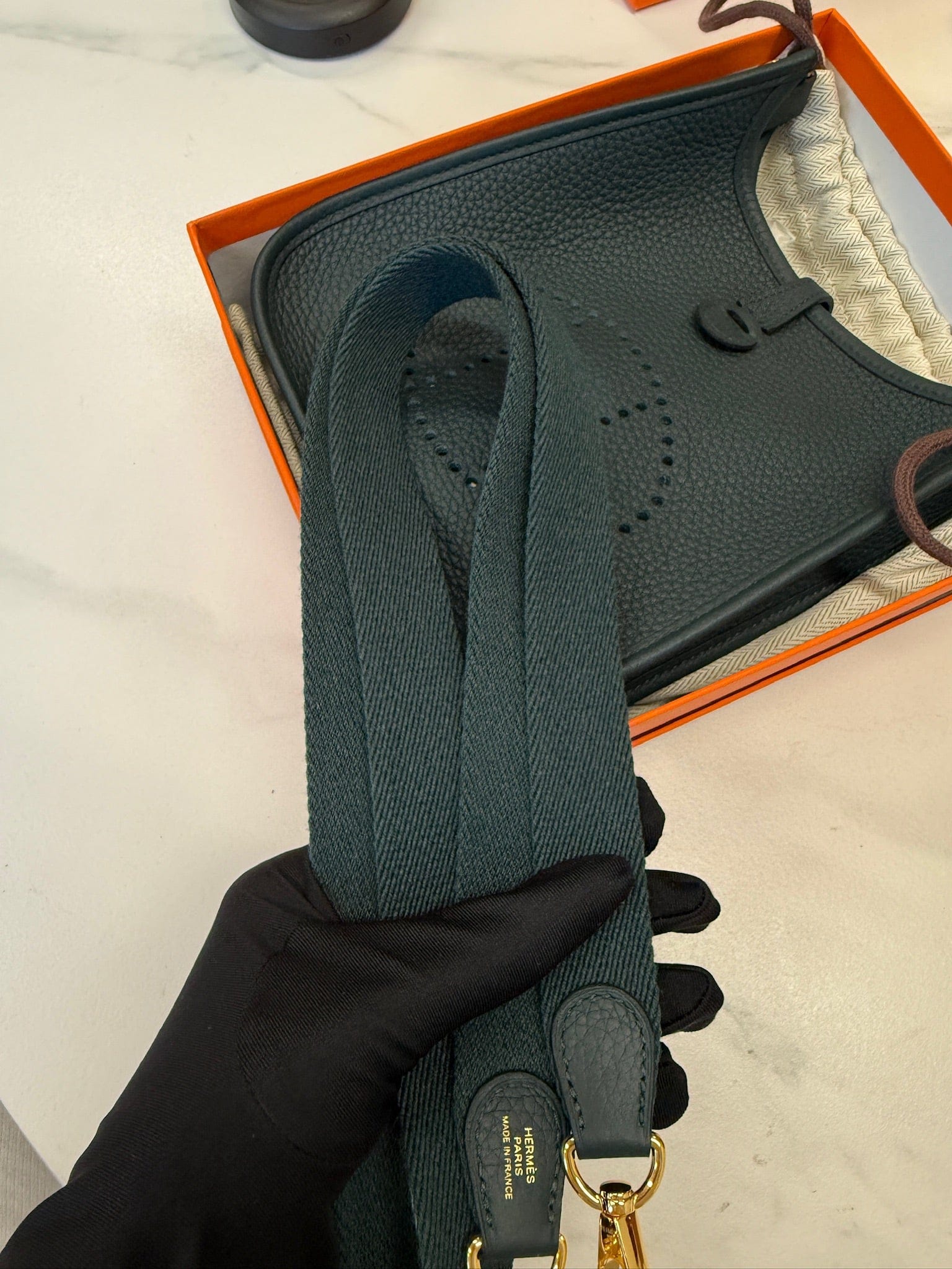 Hermès Mini Evelyne Clemence Gold Hardware Stamp U – Like New