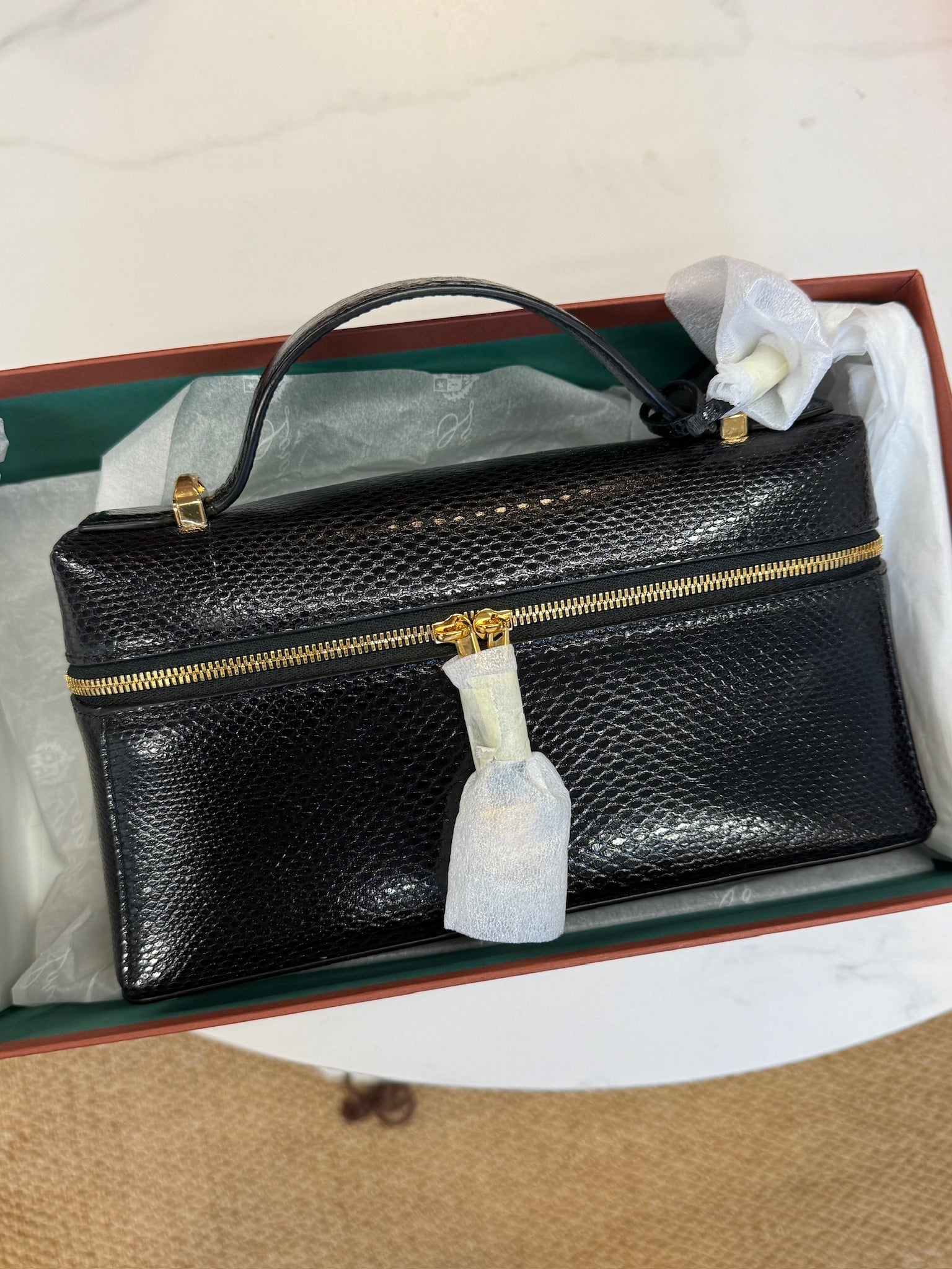 Loro Piana Water Snake Leather Bag L23 Black – Brand New Full Set
