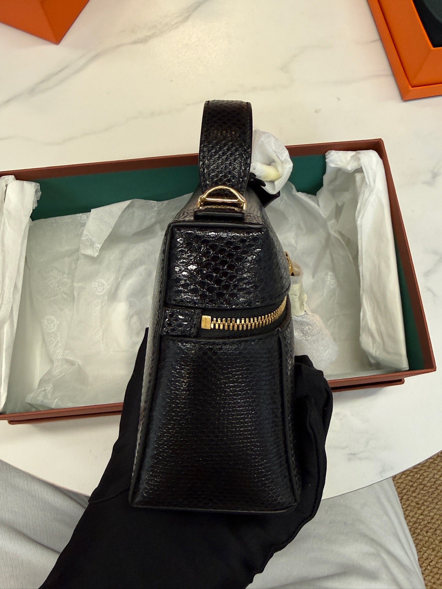 Loro Piana Water Snake Leather Bag L23 Black – Brand New Full Set