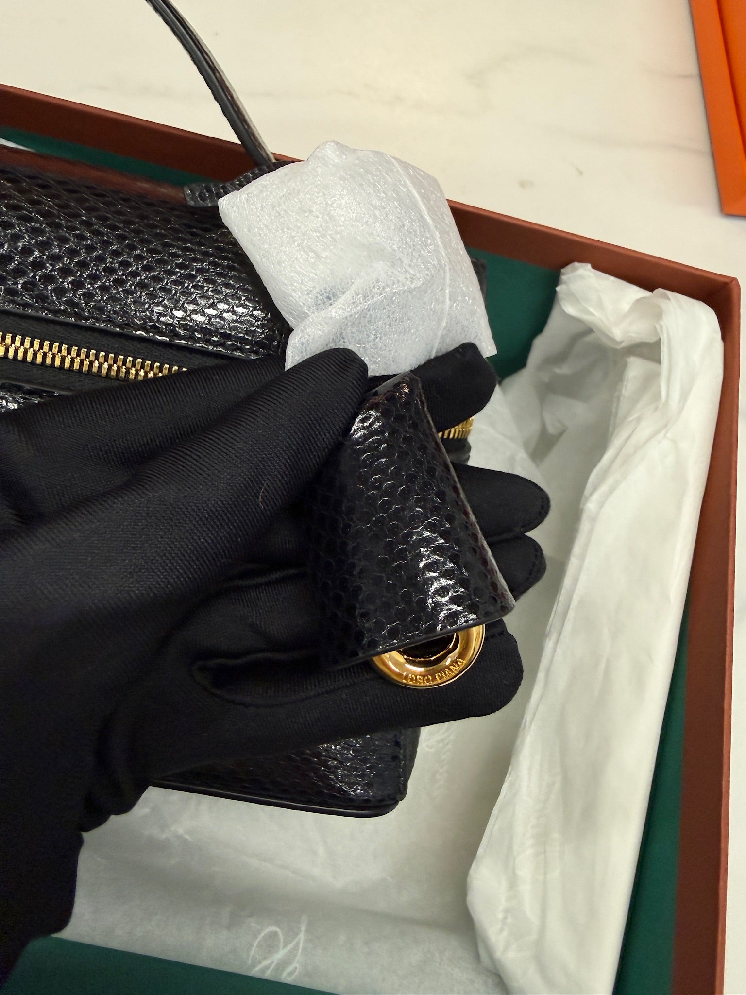 Loro Piana Water Snake Leather Bag L23 Black – Brand New Full Set