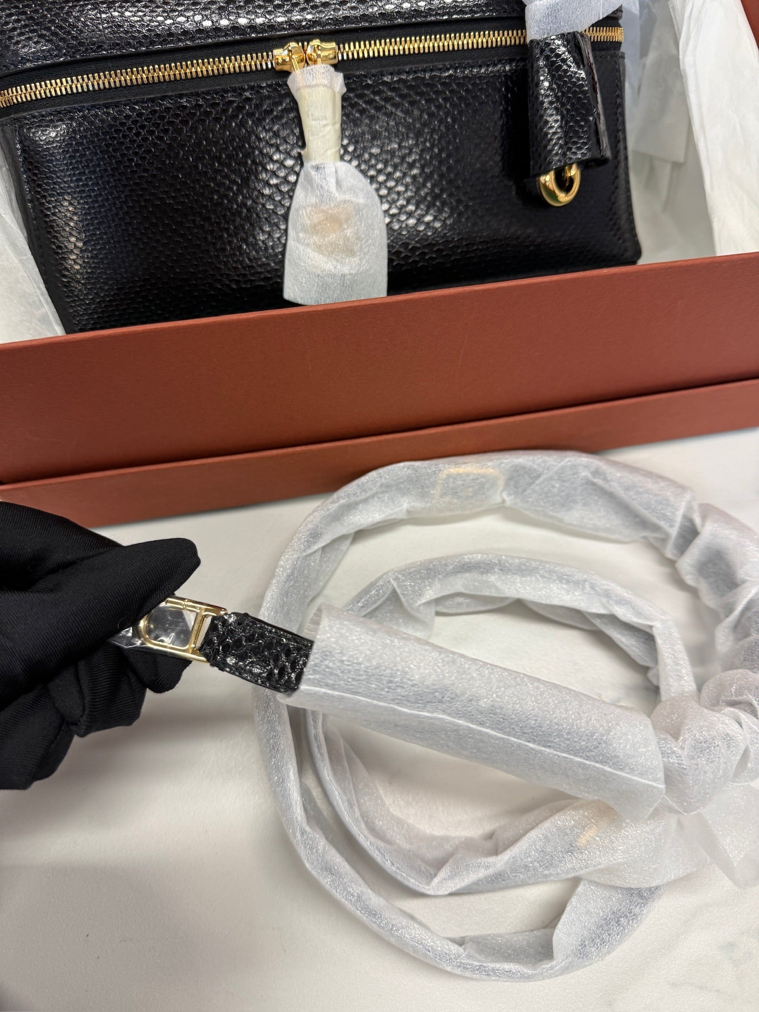 Loro Piana Water Snake Leather Bag L23 Black – Brand New Full Set