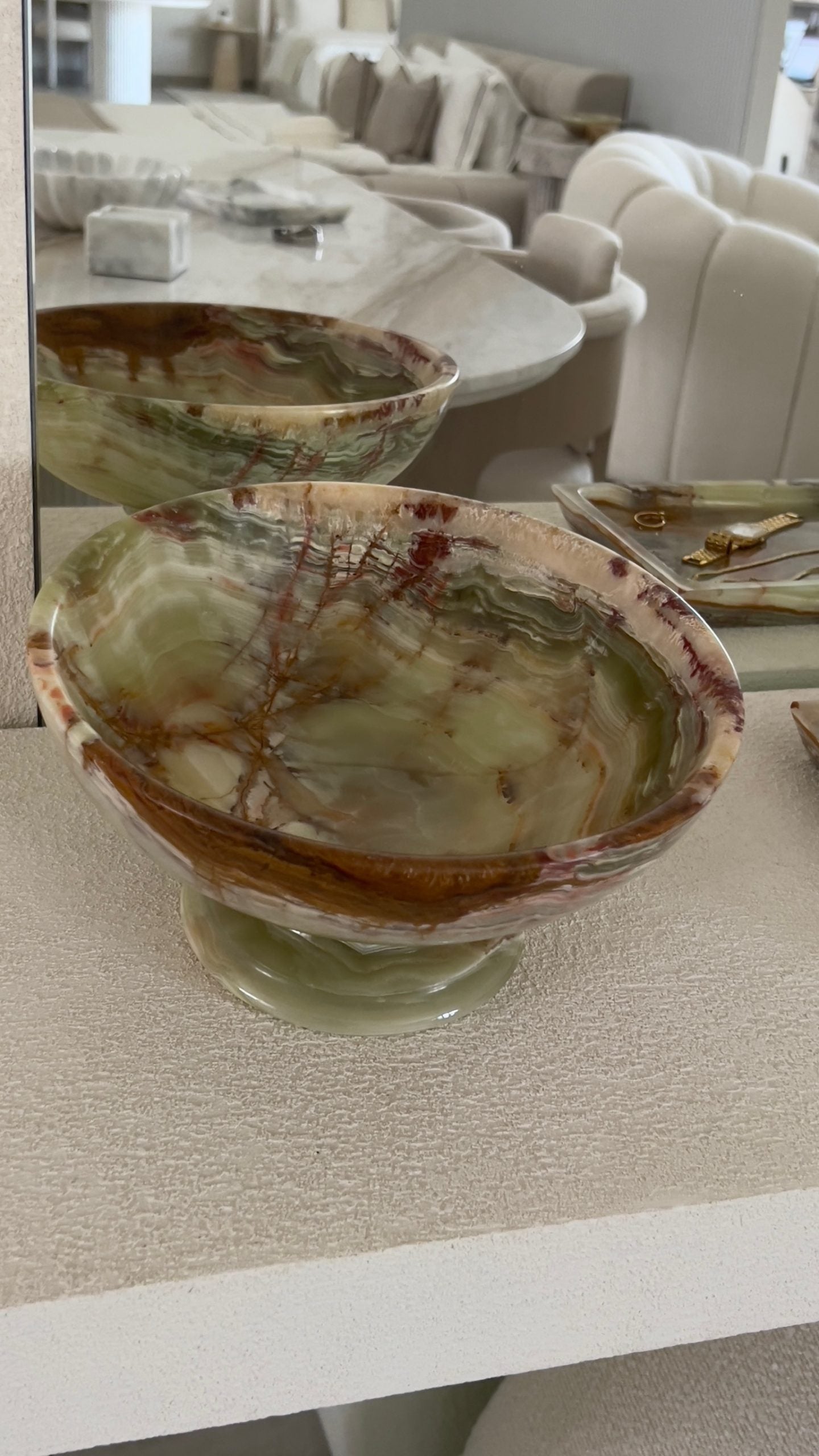 Jade Green Onyx Fruit Bowl with Stand ASC5400