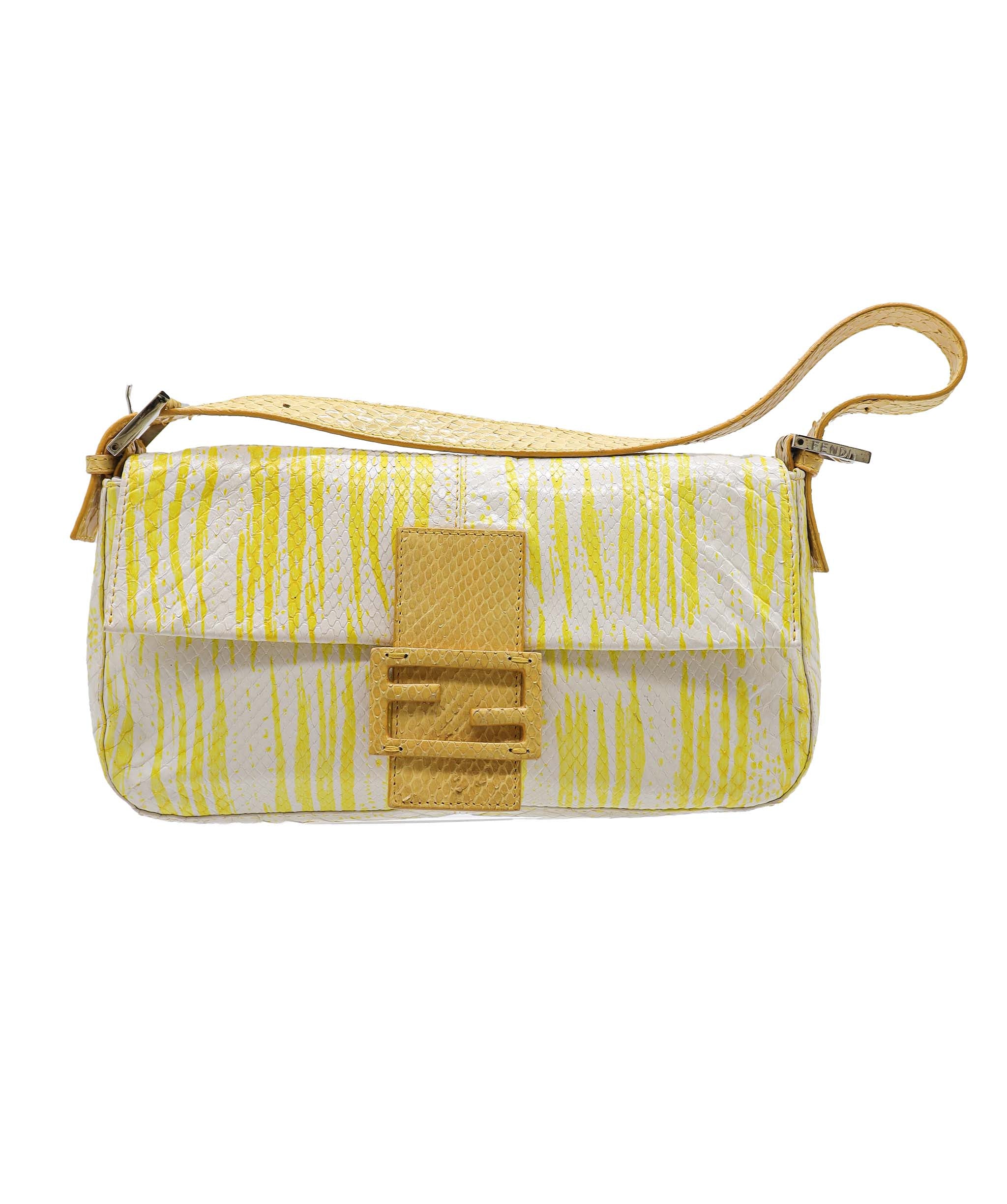 Fendi Embossed Baguette yellow White DXBS1806