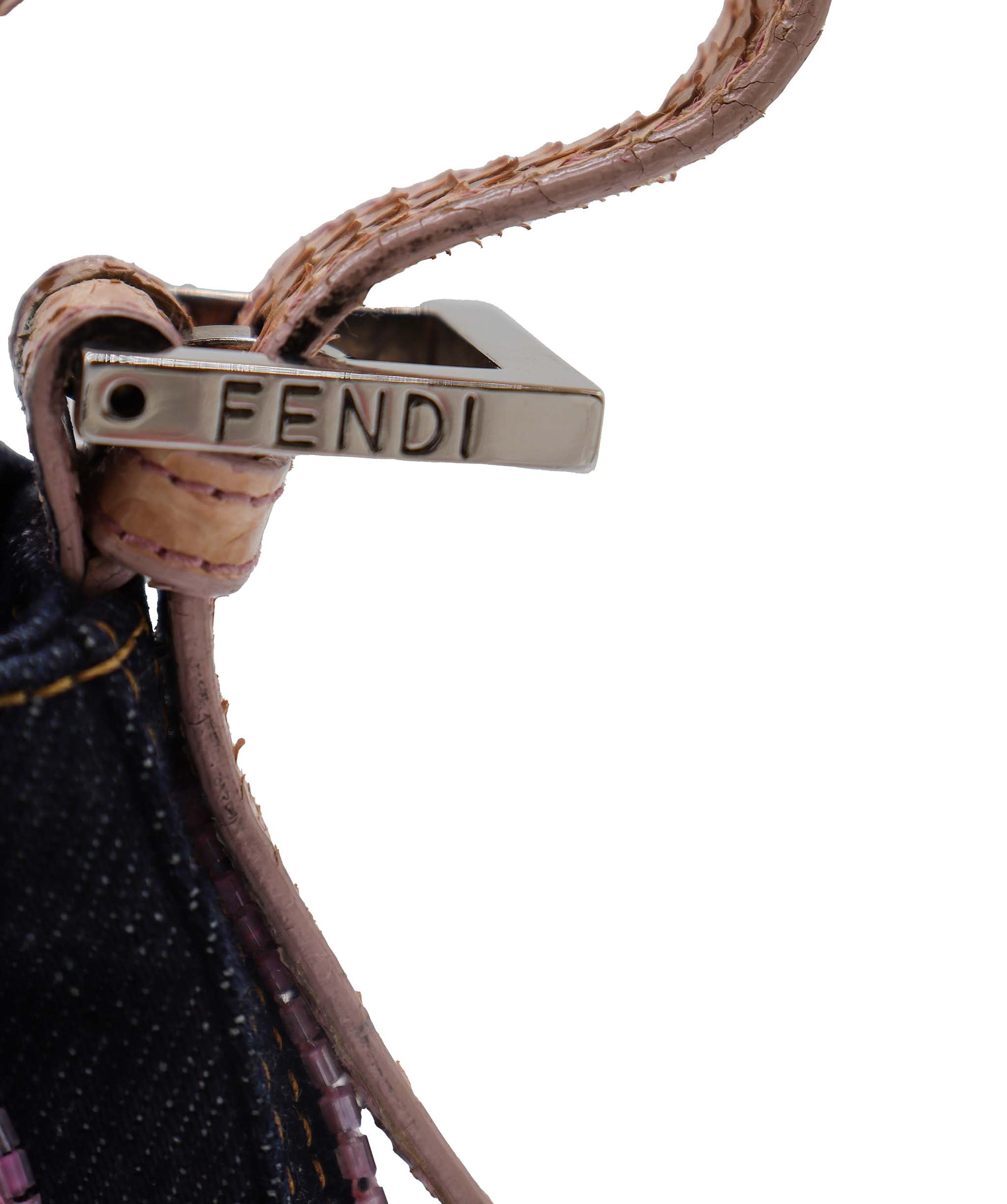 Fendi Beaded Baguette Denim Flinge DXBS1817