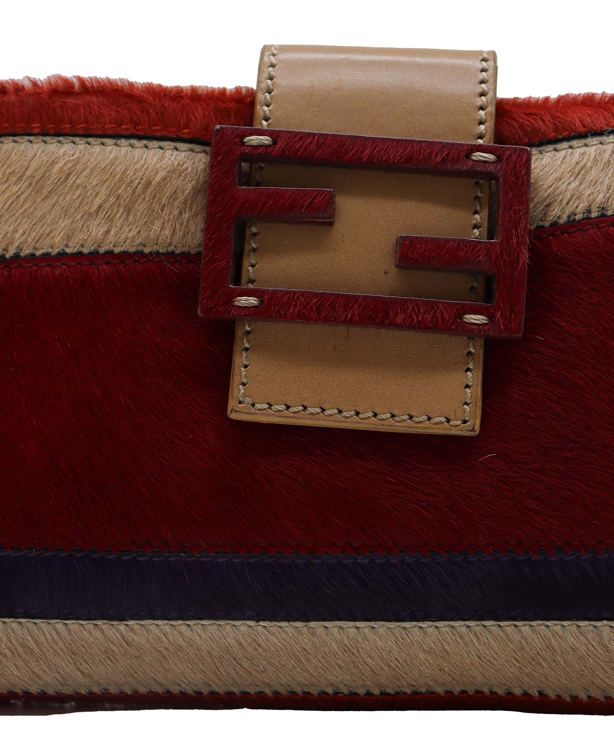 Fendi Crossbody Bag Ponyhair Beige Red Blue DXBS1818