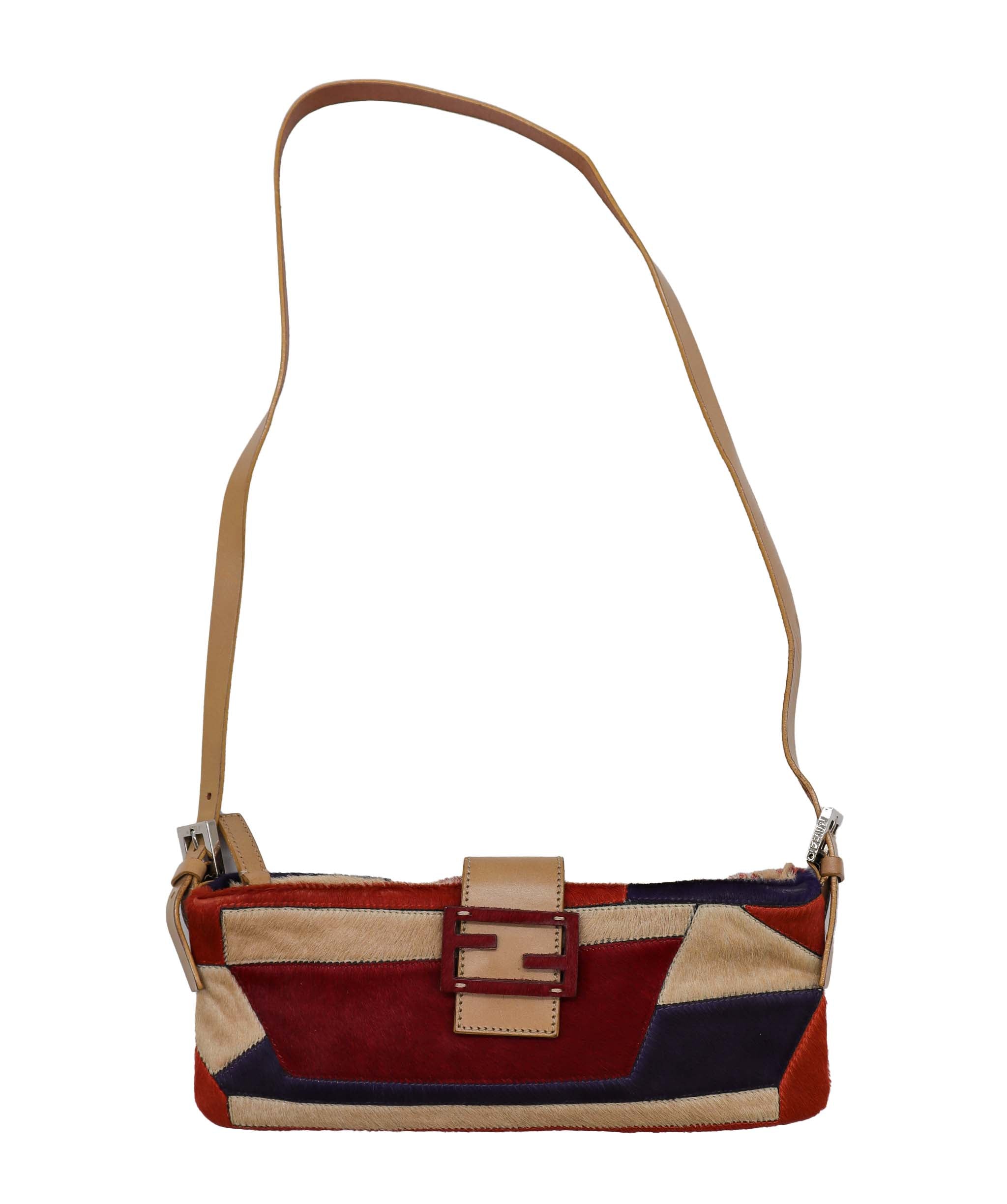 Fendi Crossbody Bag Ponyhair Beige Red Blue DXBS1818