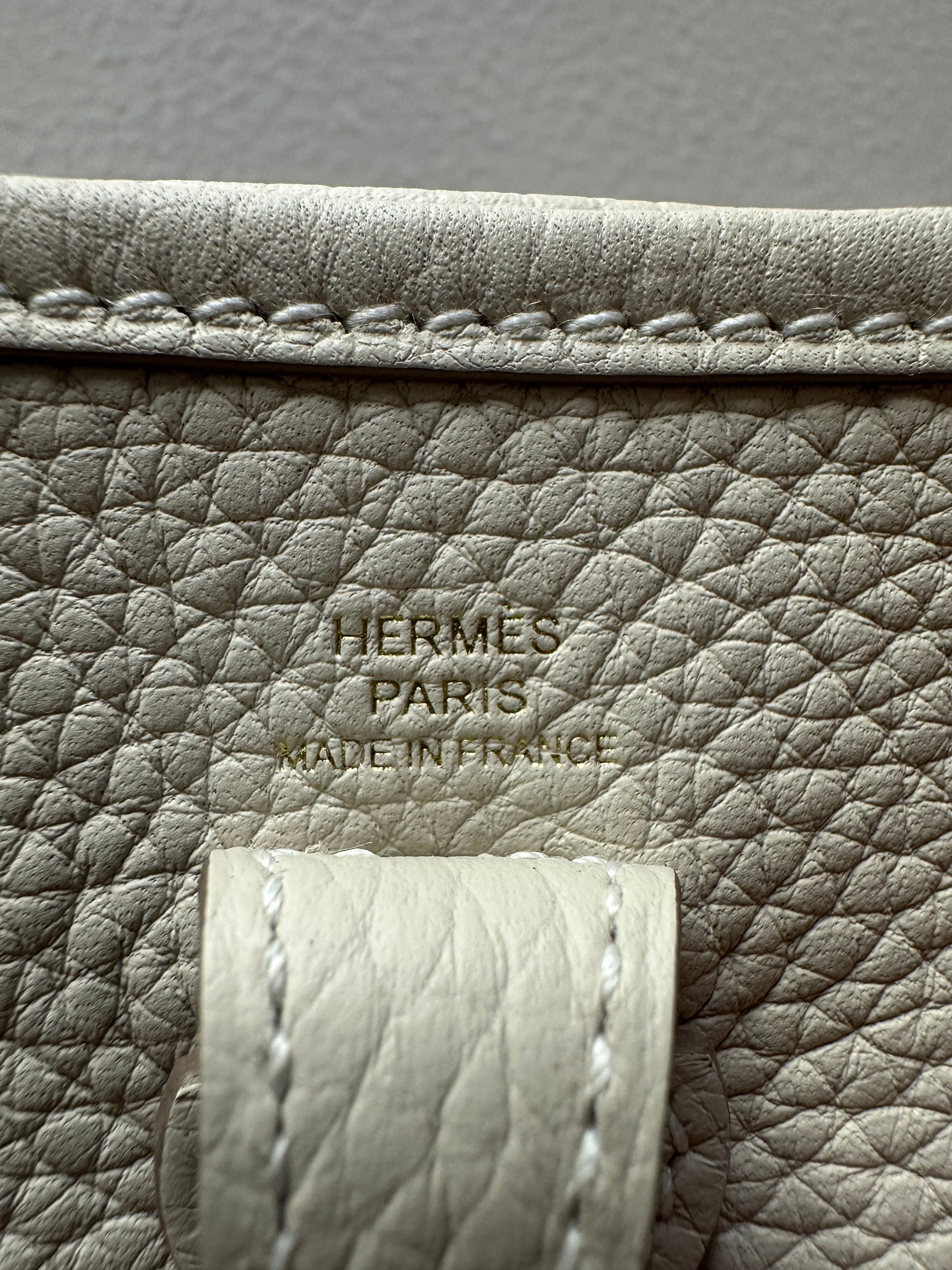 Hermès Mini Evelyne Craie Taurillon Clemence Gold Hardware