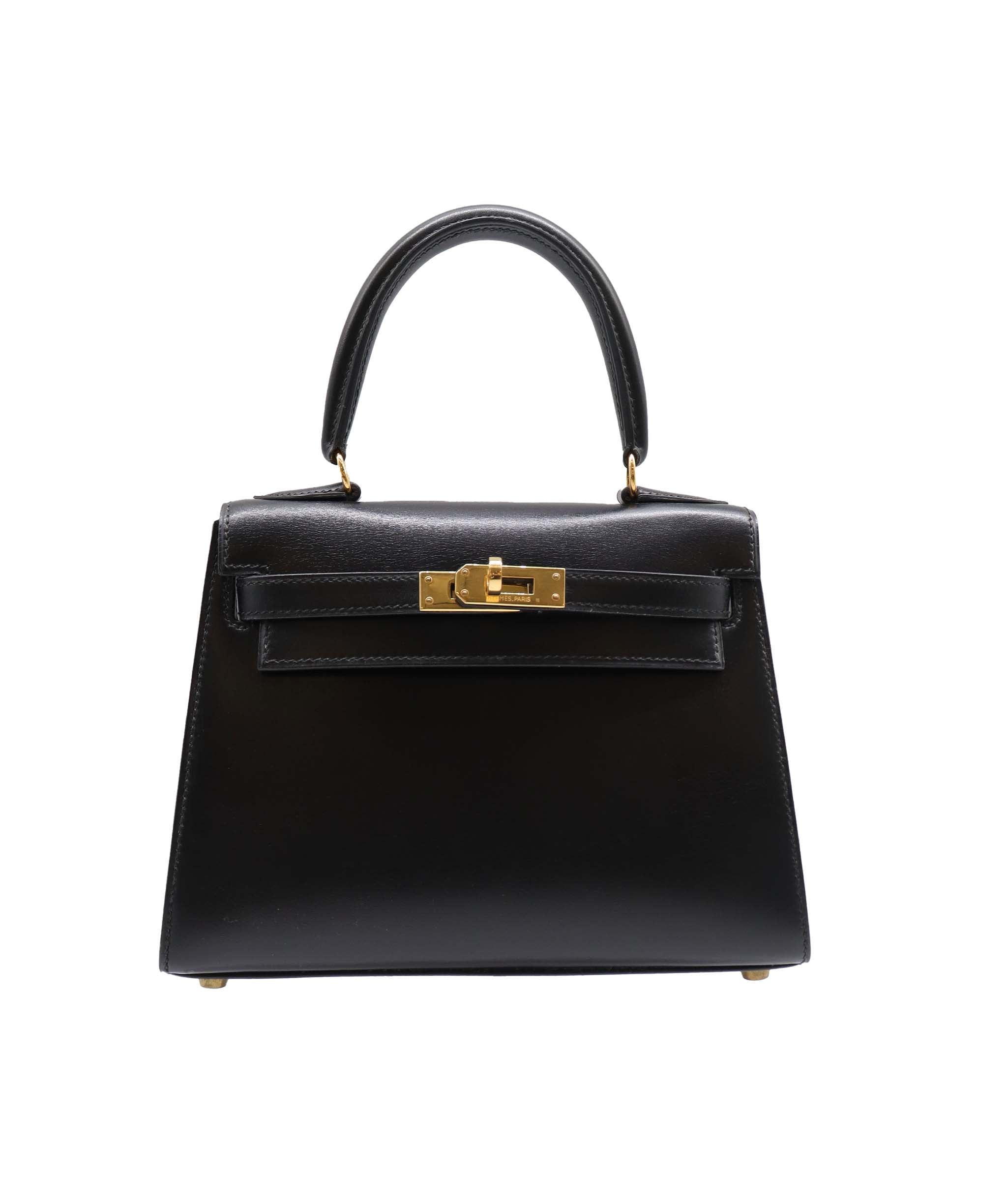 Hermes Vintage Kelly 20 Sellier Black Boxcalf GHW #U 90201157