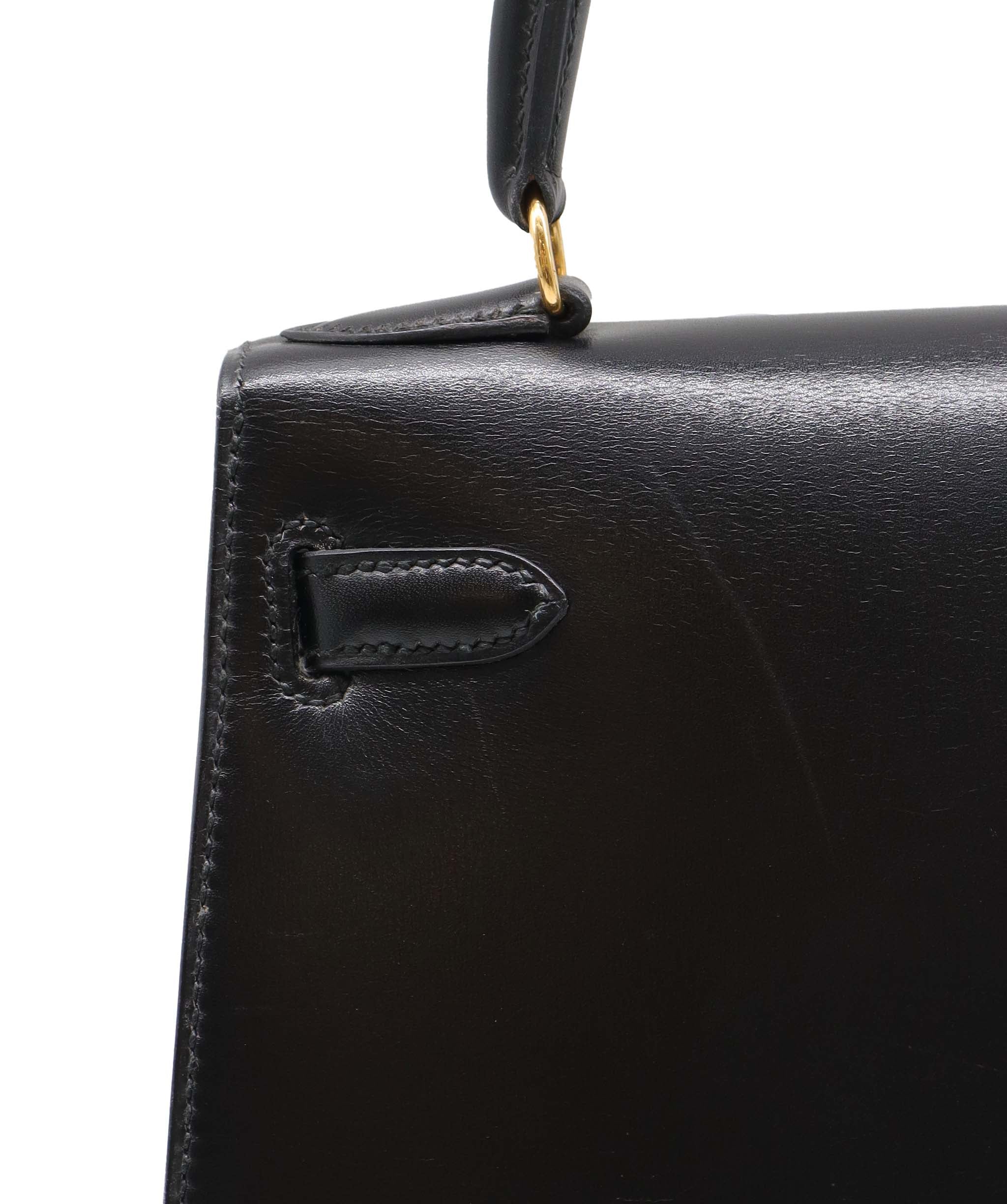 Hermes Vintage Kelly 20 Sellier Black Boxcalf GHW #U 90201157