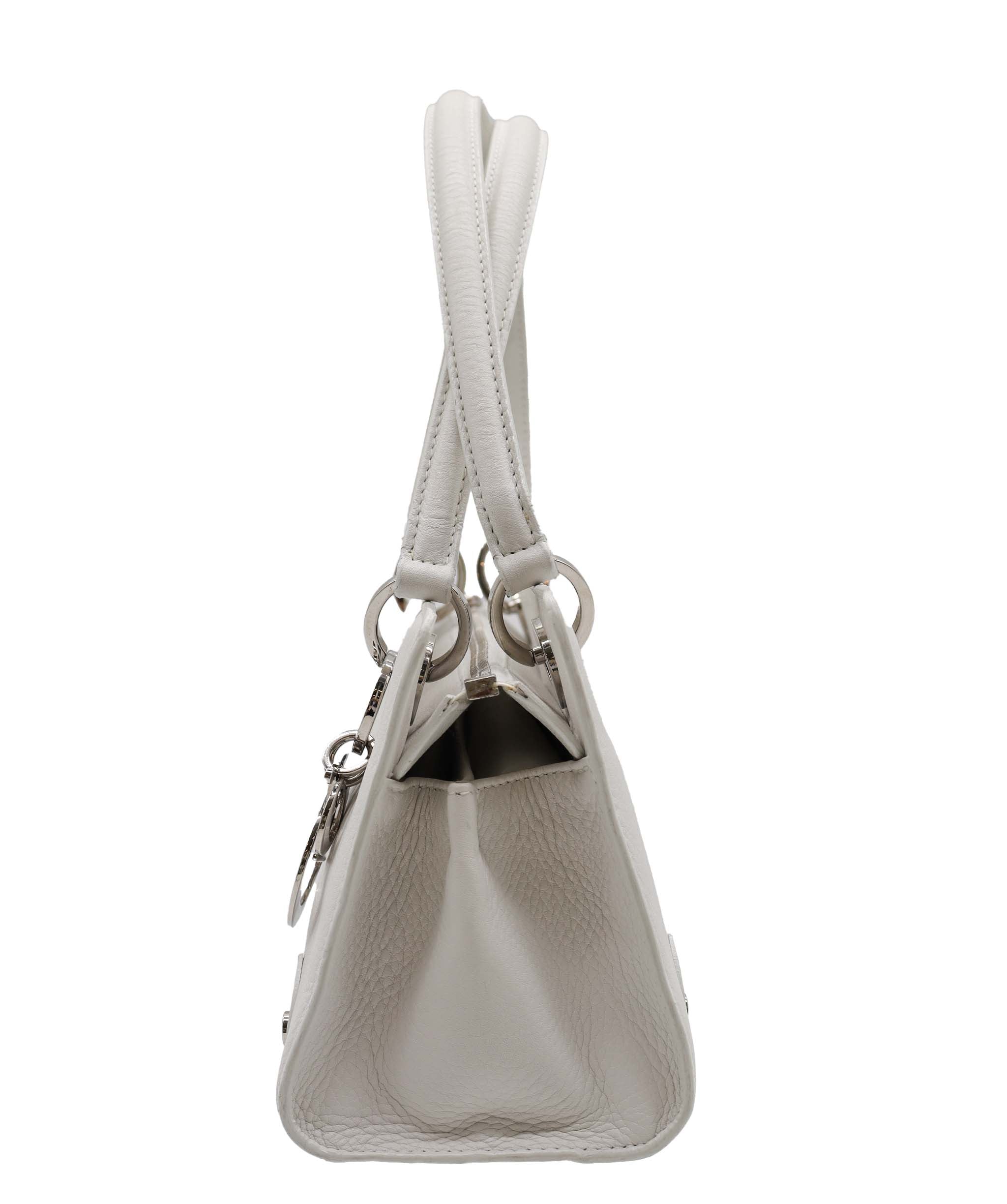 Dior Logo Charm Handbag White Leather - DXBS1827