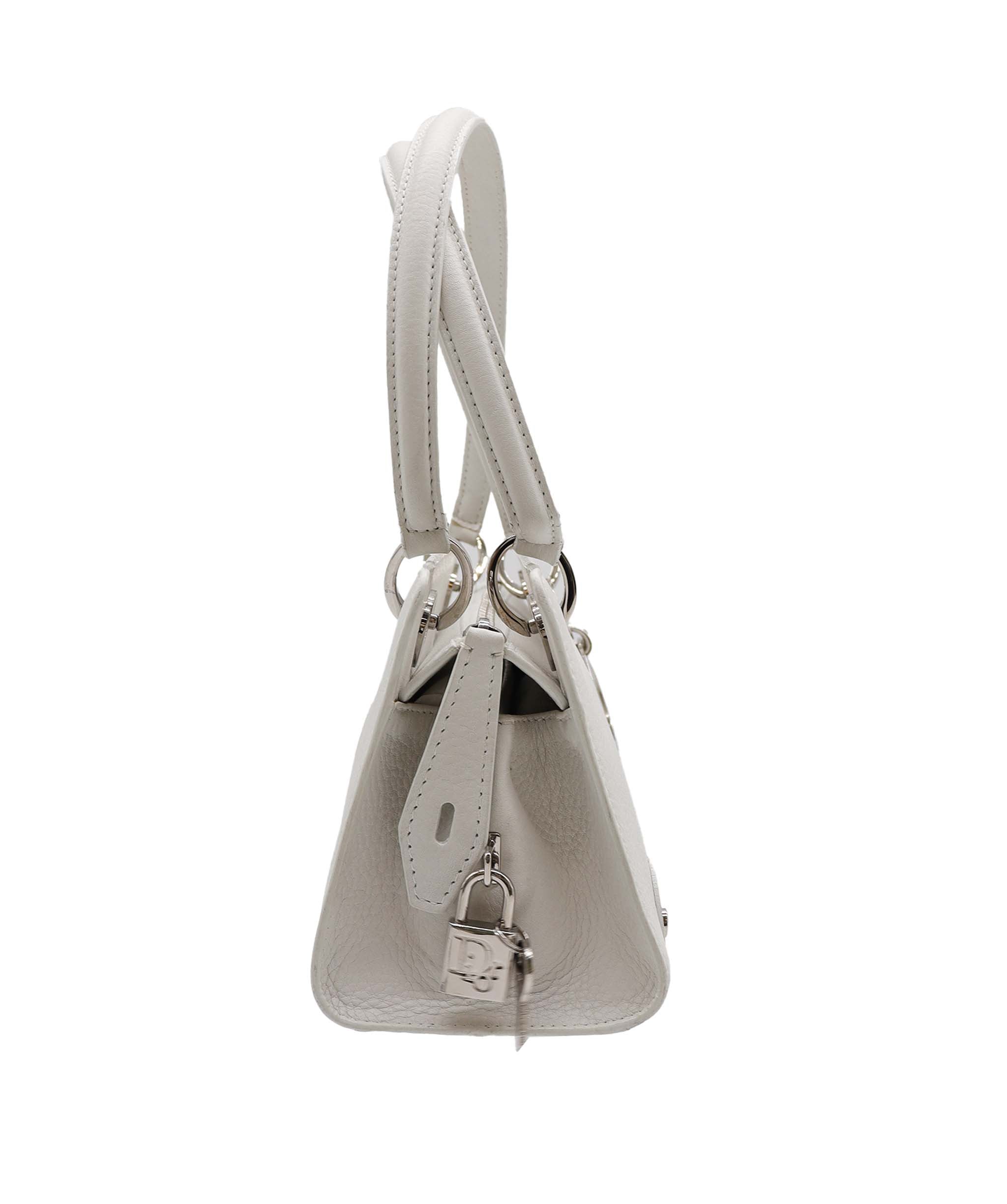 Dior Logo Charm Handbag White Leather - DXBS1827