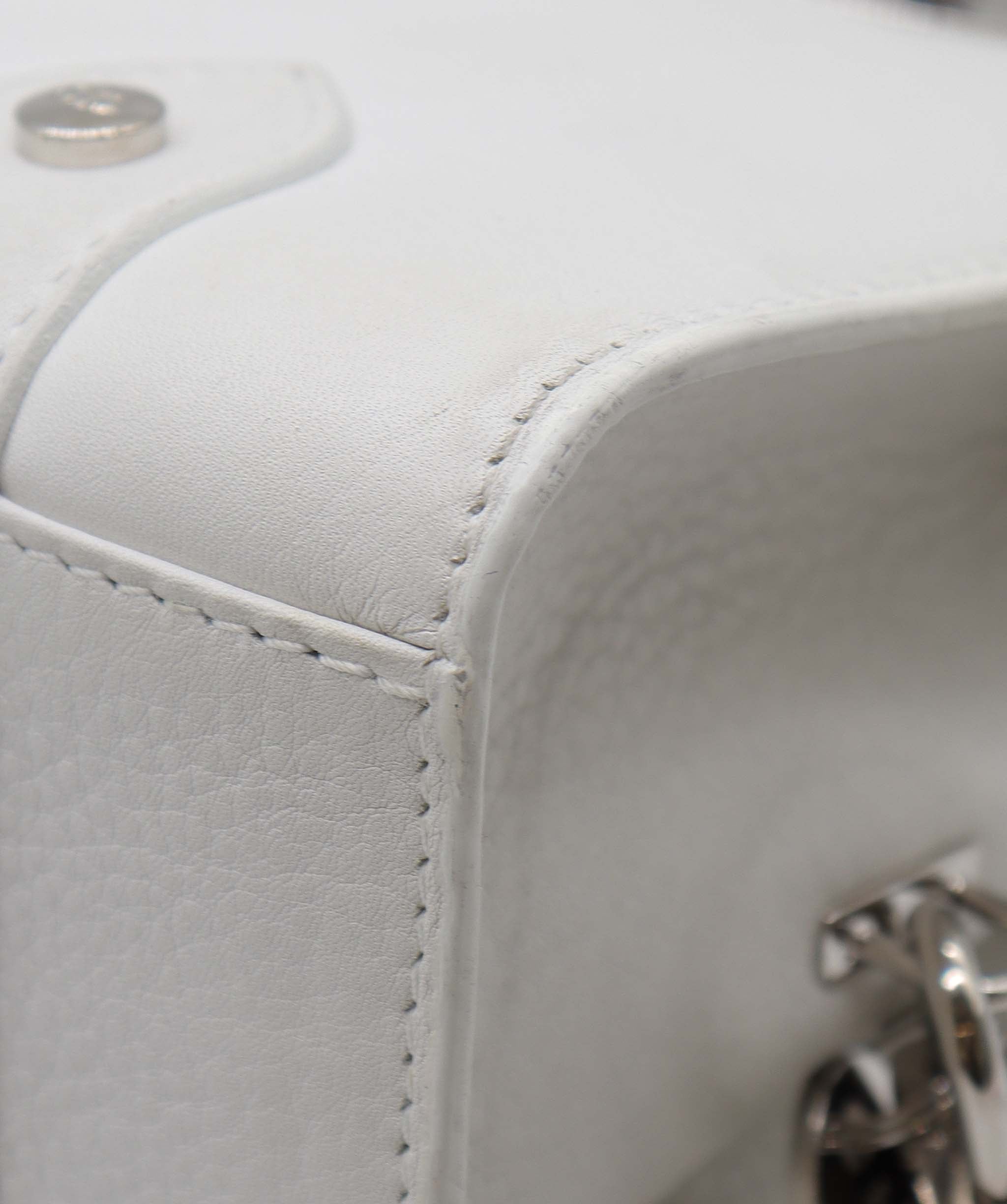 Dior Logo Charm Handbag White Leather - DXBS1827