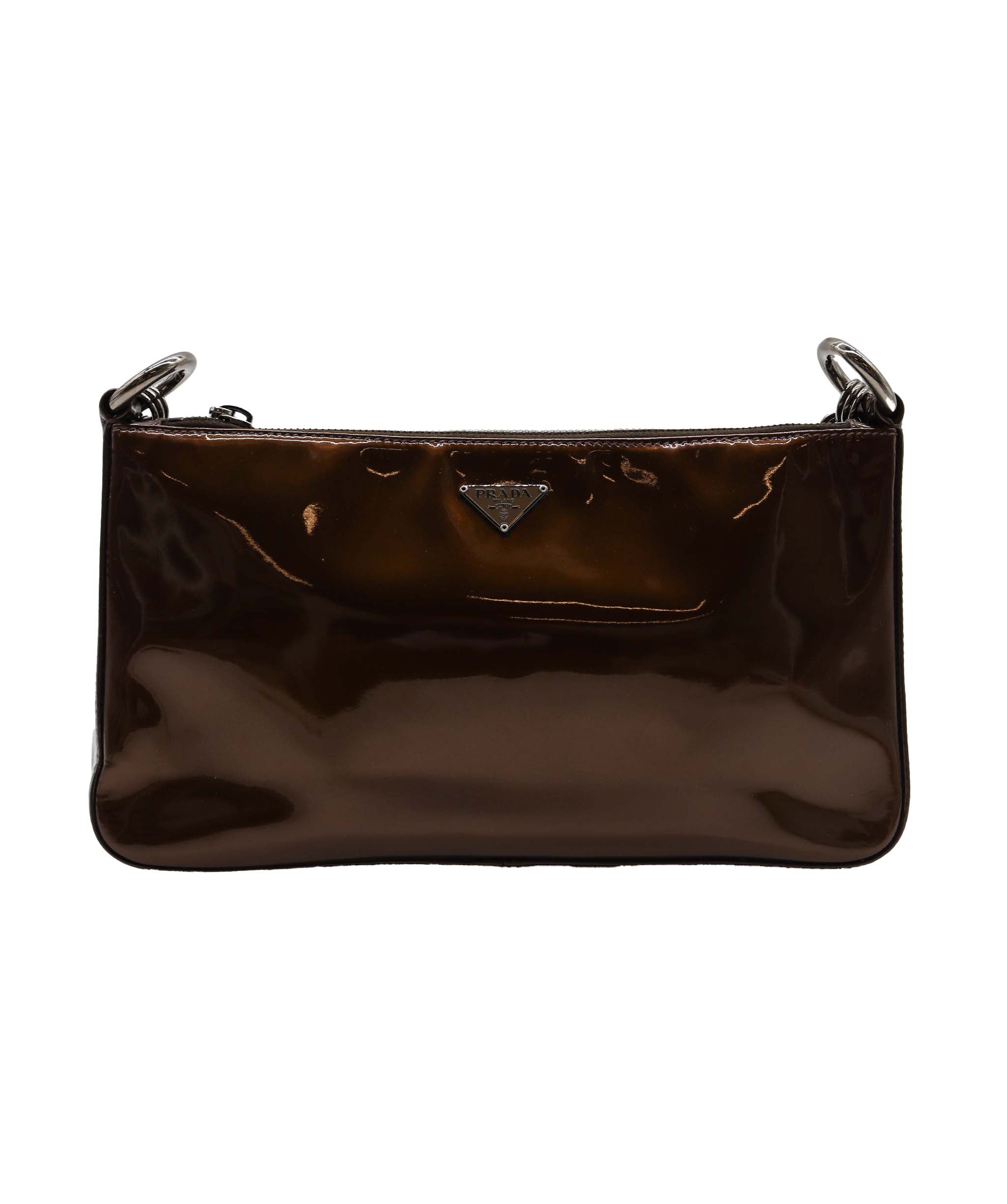 Prada Patent Leather Mini Shoulder Bag Brown DXBS1924