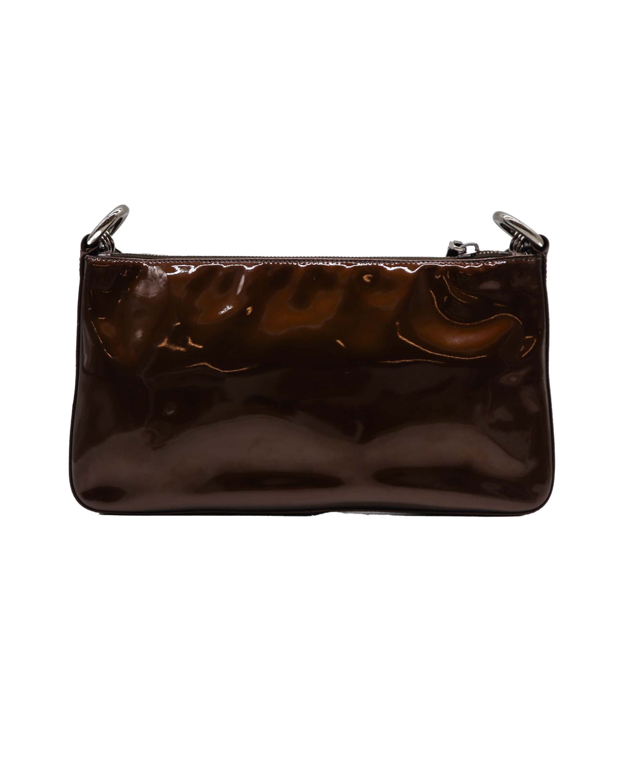 Prada Patent Leather Mini Shoulder Bag Brown DXBS1924