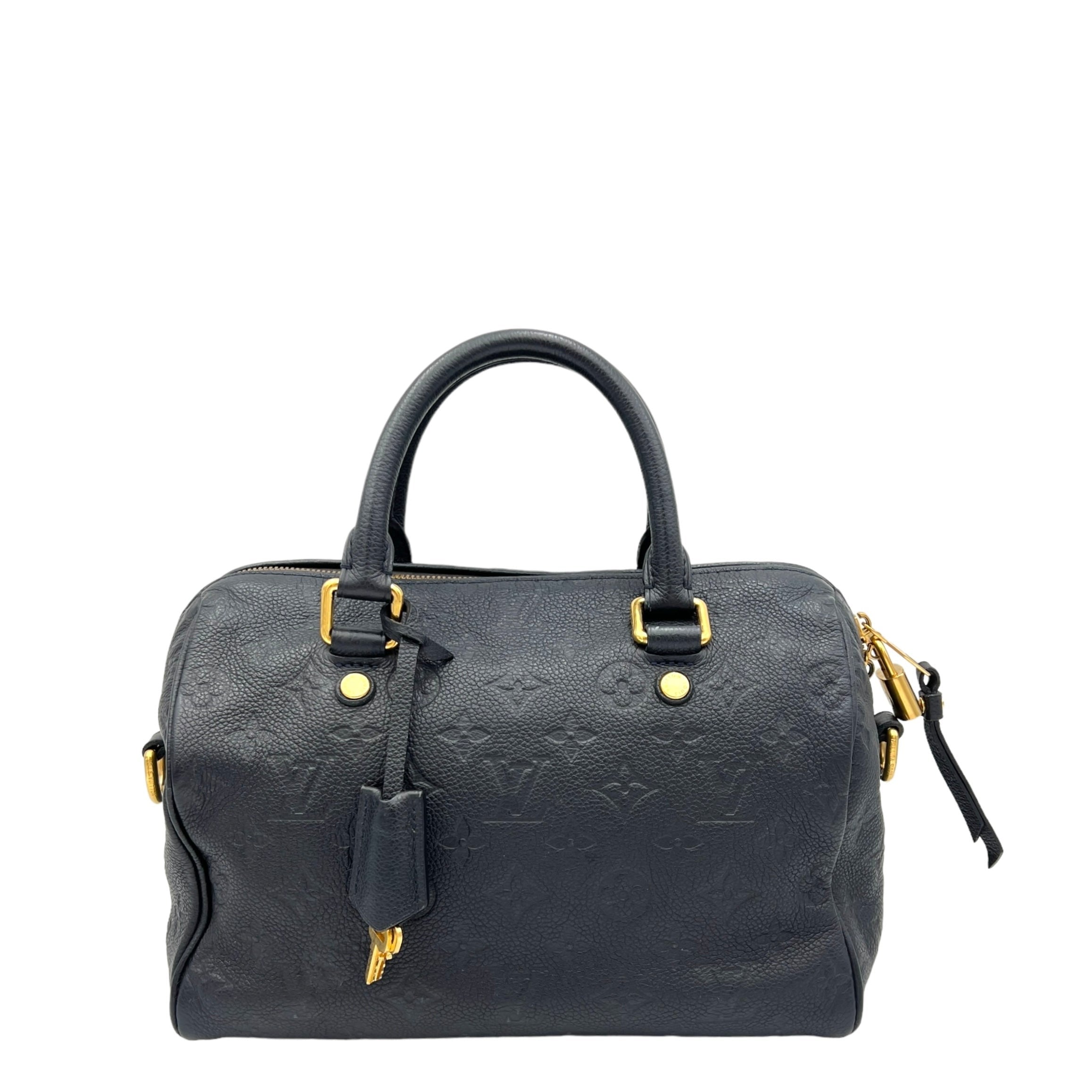 Louis Vuitton Speedy Bandouliere 25 Black Top Handle Bag in Monogram Empreinte Leather, Gold hardware S2408-000675AN