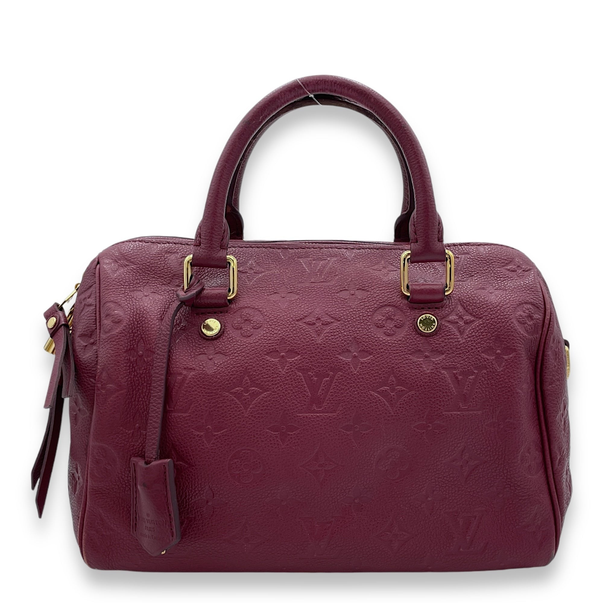 Louis Vuitton Speedy Bandouliere 25 Red Top Handle Bag in Monogram Empreinte Leather, Gold hardware C2410-001750AN