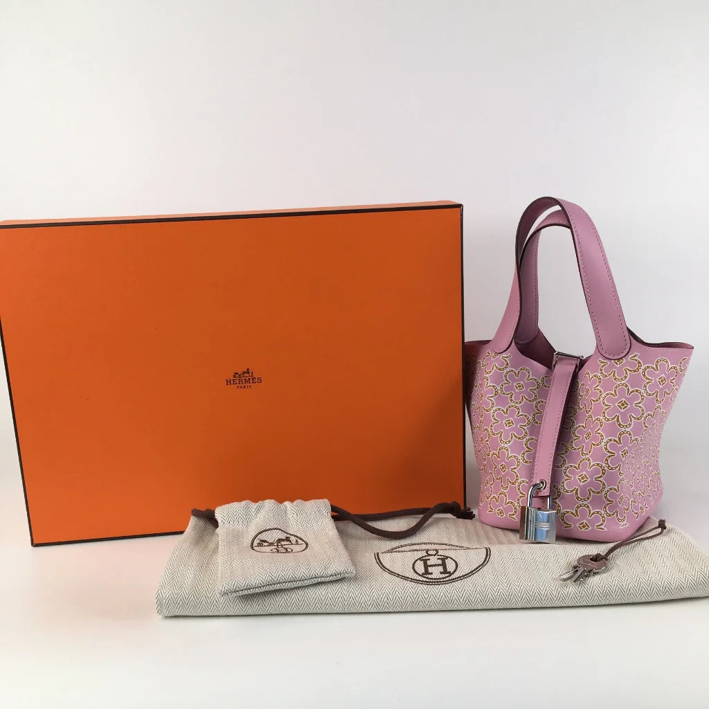 Hermes Lucky Daisy Picotin 14 Mauve Sylvestre Swift L-2J68ER