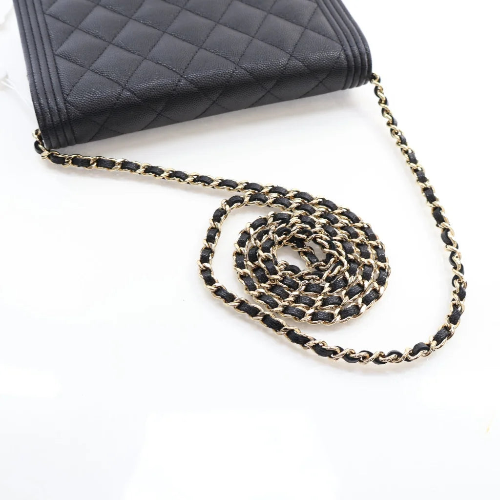 Chanel Black Caviar Boy Wallet on Chain (WOC) L-51P2UJ