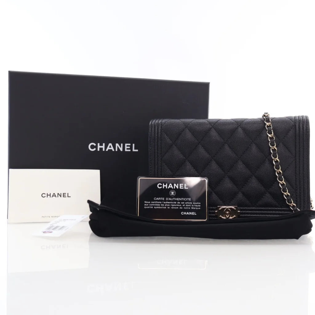 Chanel Black Caviar Boy Wallet on Chain (WOC) L-51P2UJ