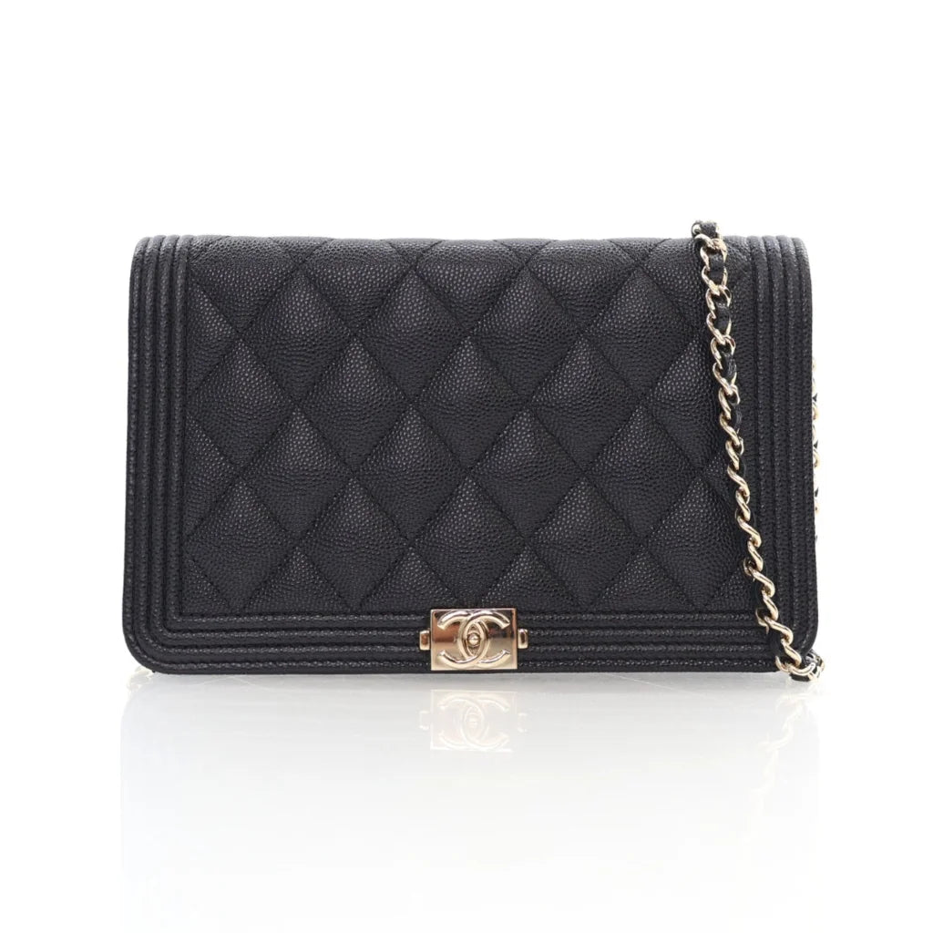 Chanel Black Caviar Boy Wallet on Chain (WOC) L-51P2UJ