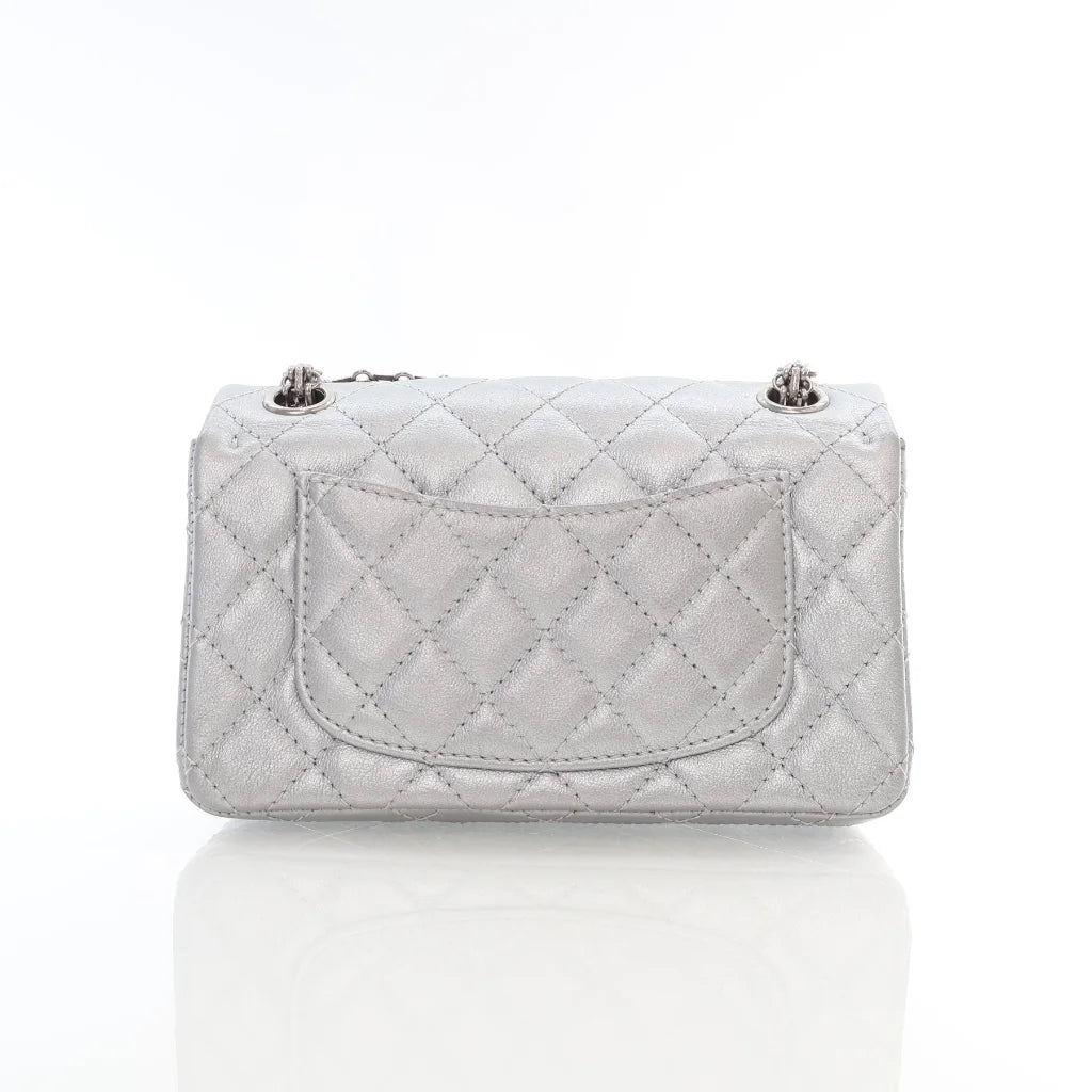 Chanel 224 Metallic Silver Calfskin Reissue L-6NY5QJ