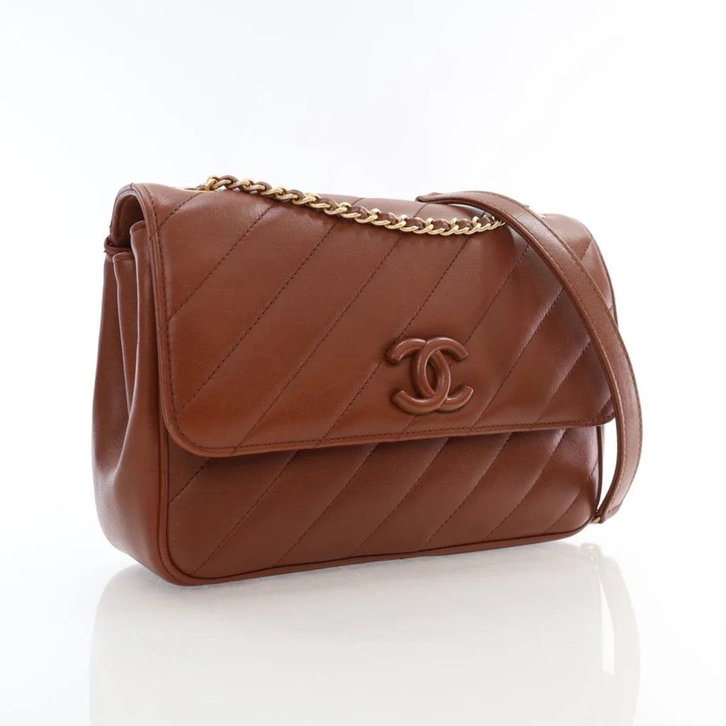 Chanel Brown Lambskin CC Signature Flap L-6THJQQ