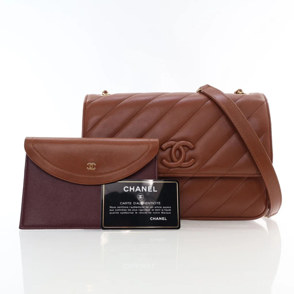 Chanel Brown Lambskin CC Signature Flap L-6THJQQ