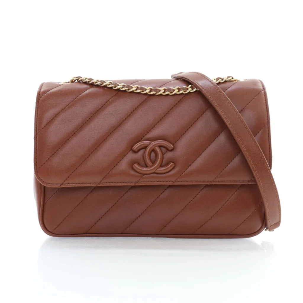 Chanel Brown Lambskin CC Signature Flap L-6THJQQ