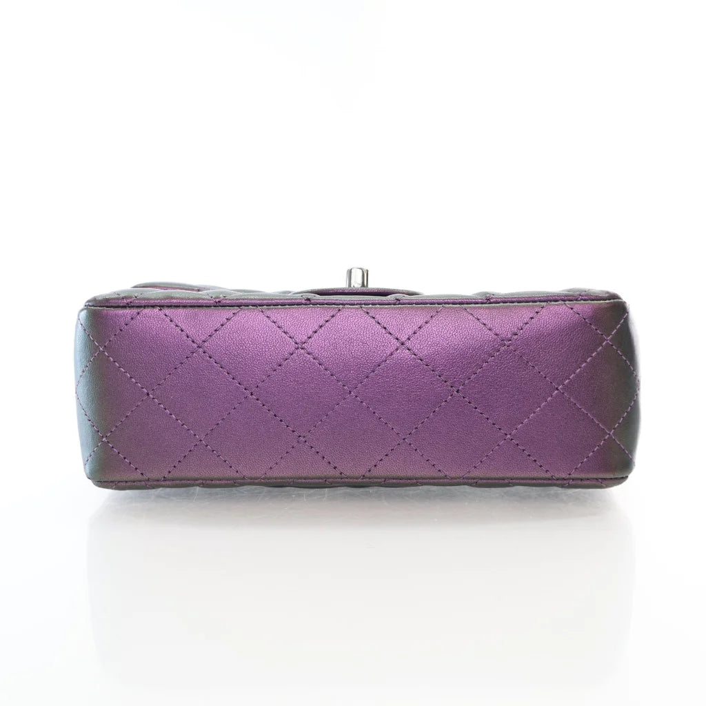 Chanel Mini Rectangle Purple/Green Iridescent Lambskin L-FDATP0