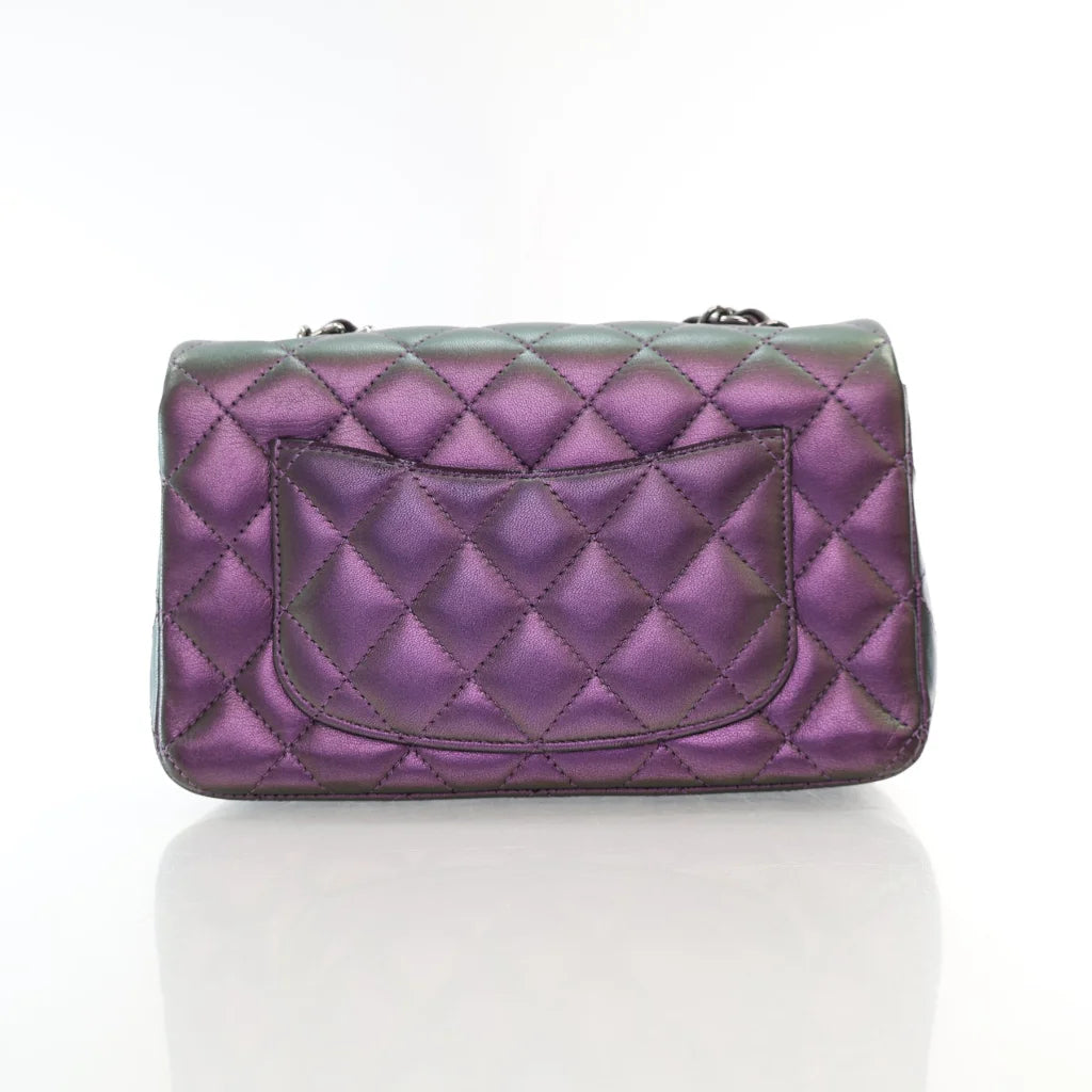 Chanel Mini Rectangle Purple/Green Iridescent Lambskin L-FDATP0