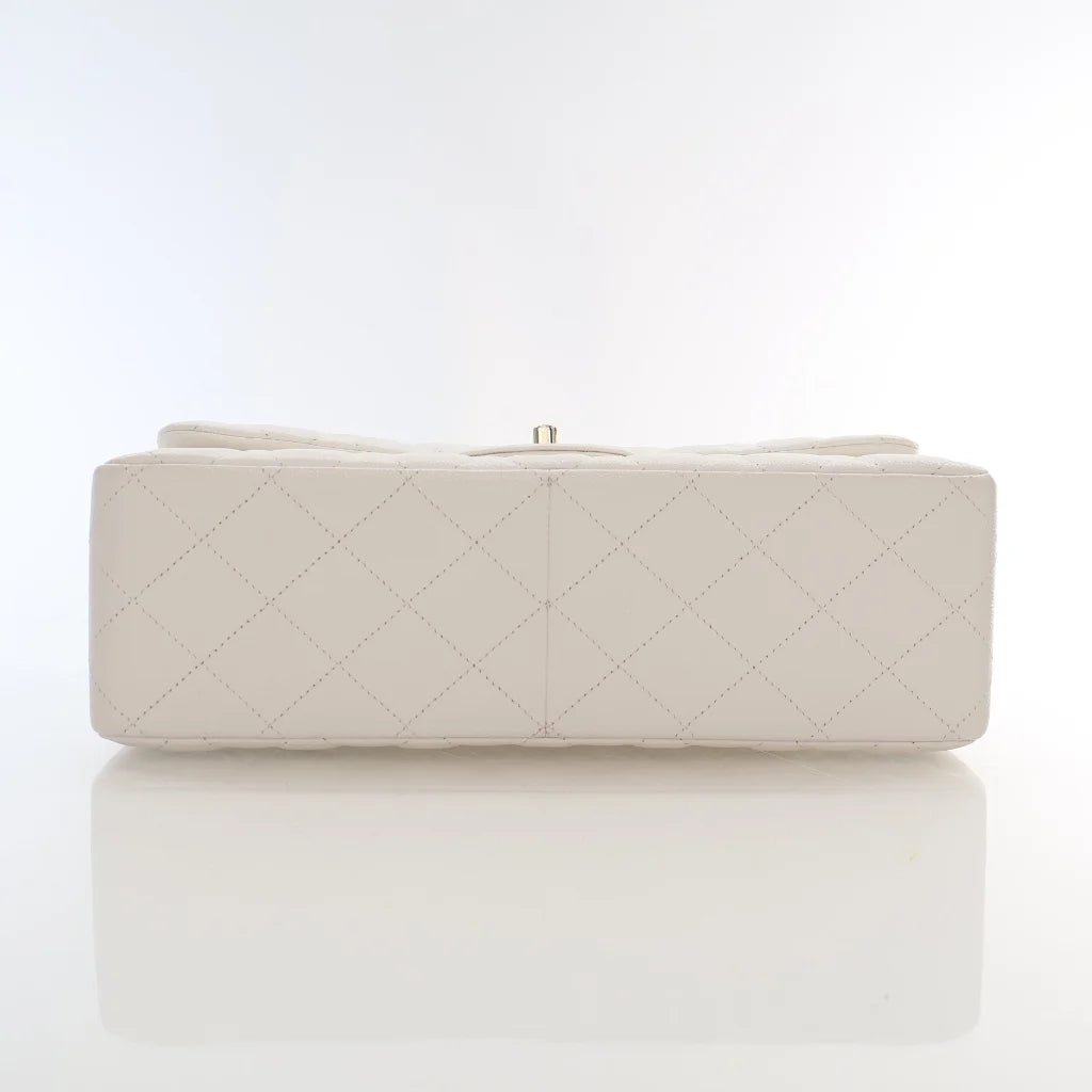 Chanel Jumbo White Caviar Double Classic Flap L-LRWRAE