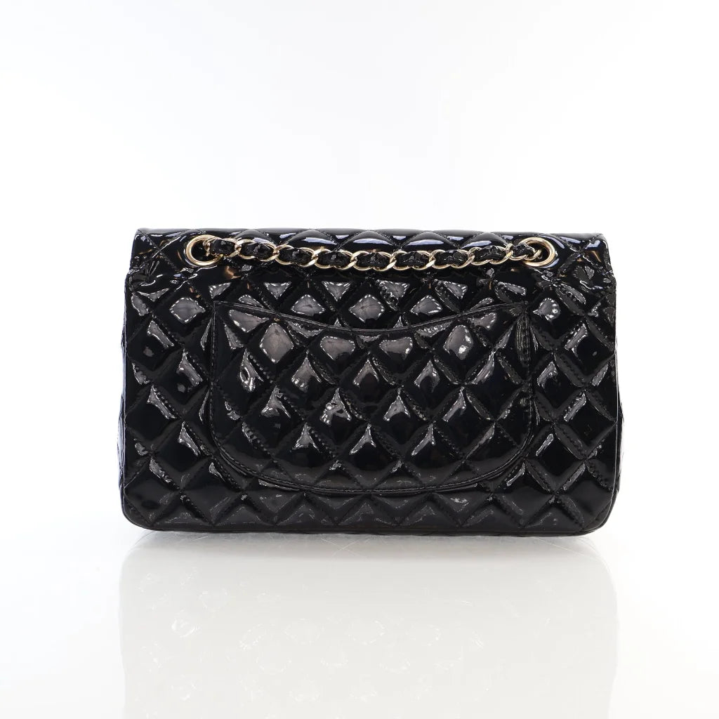 Chanel Classic Flap Medium Black Patent L-MRJRJP