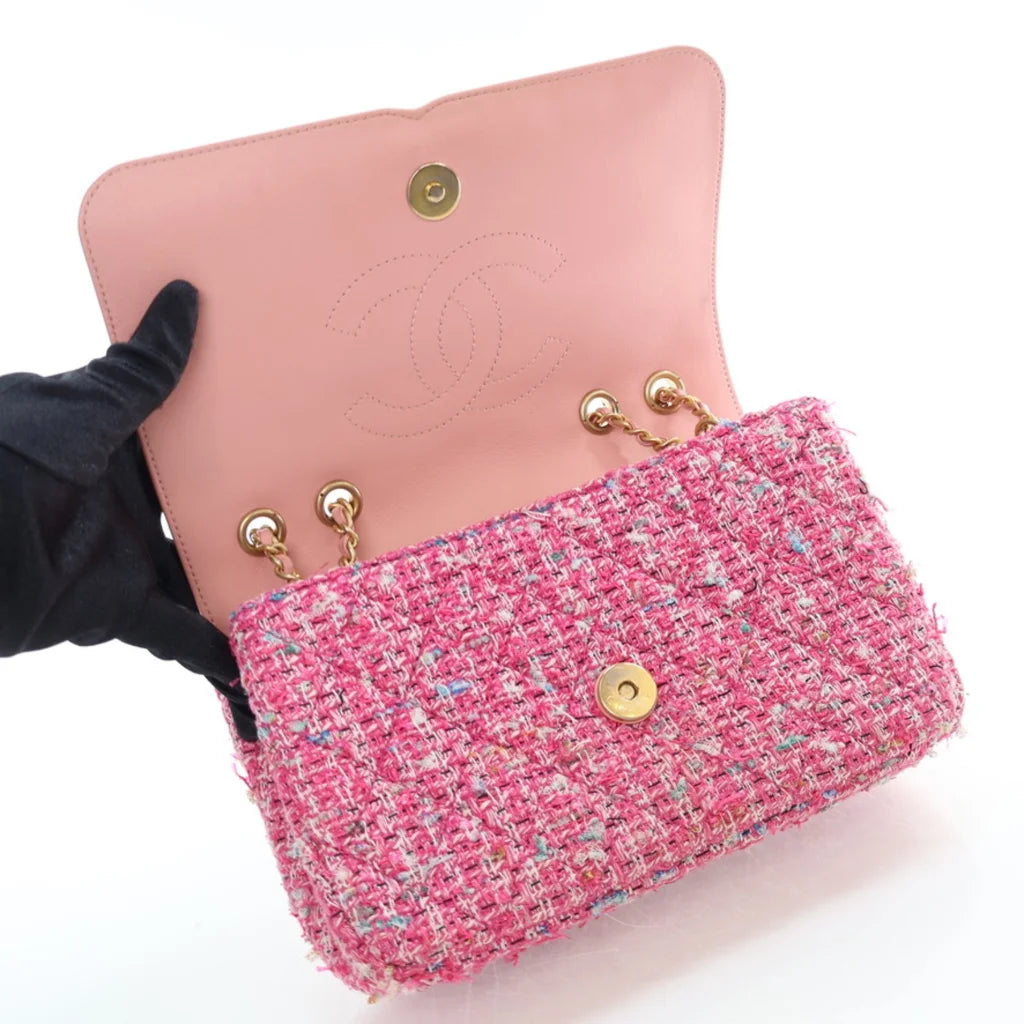 Chanel Medium Pink Tweed CC Filigree Flap L-OIGC1Y