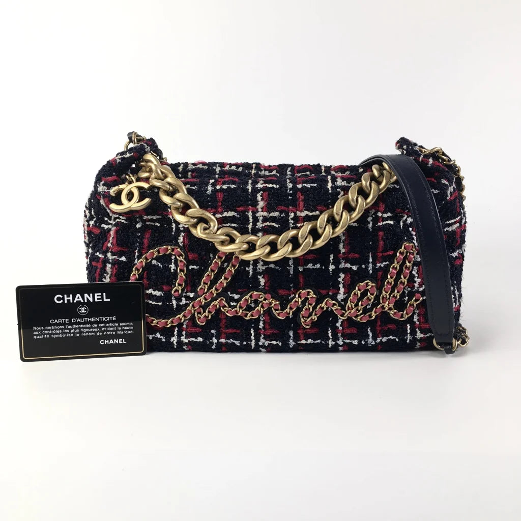 Chanel Multicolor Tweed Written In Chain Hobo L-TRJOVZ