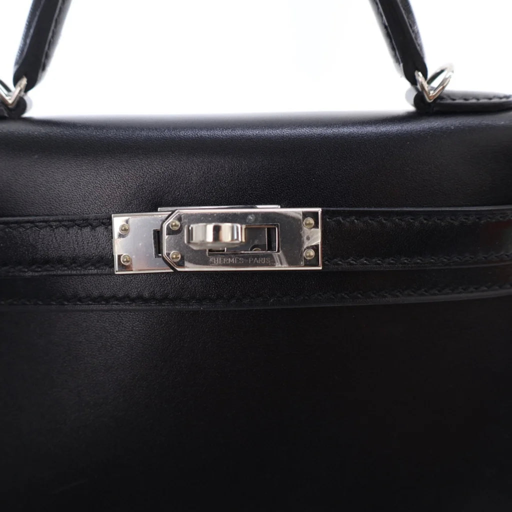 Hermes Noir Box Calf Mini Kelly 20 L-U2X7CO