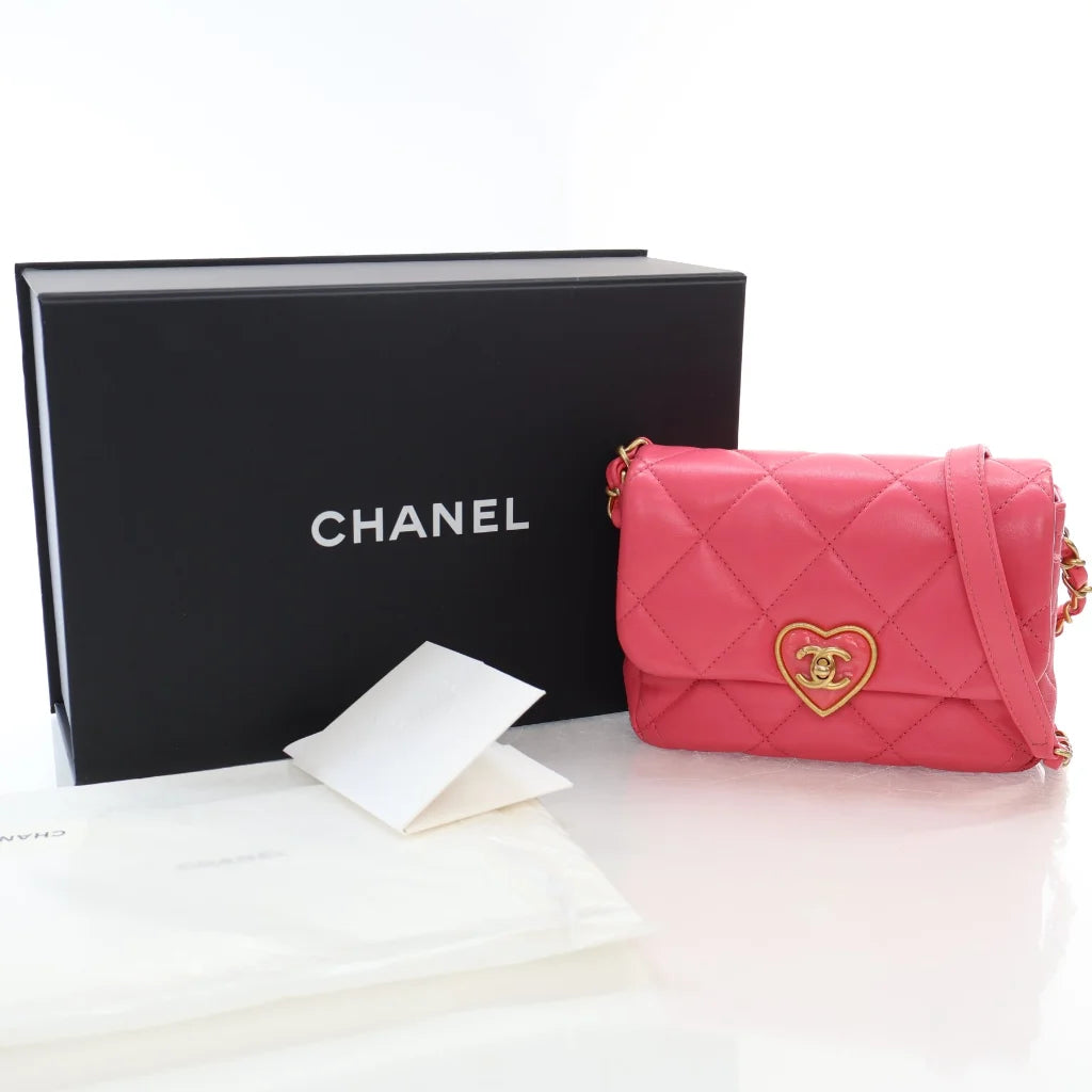 Chanel Coco Love CC Heart Mini Flap Pink Lambskin L-XYPMX5