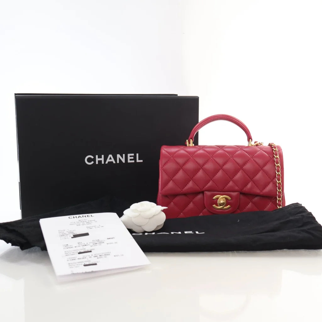 Chanel 21A Mini Rectangle Top Handle Hot Pink Lambskin L-ZA4FAR