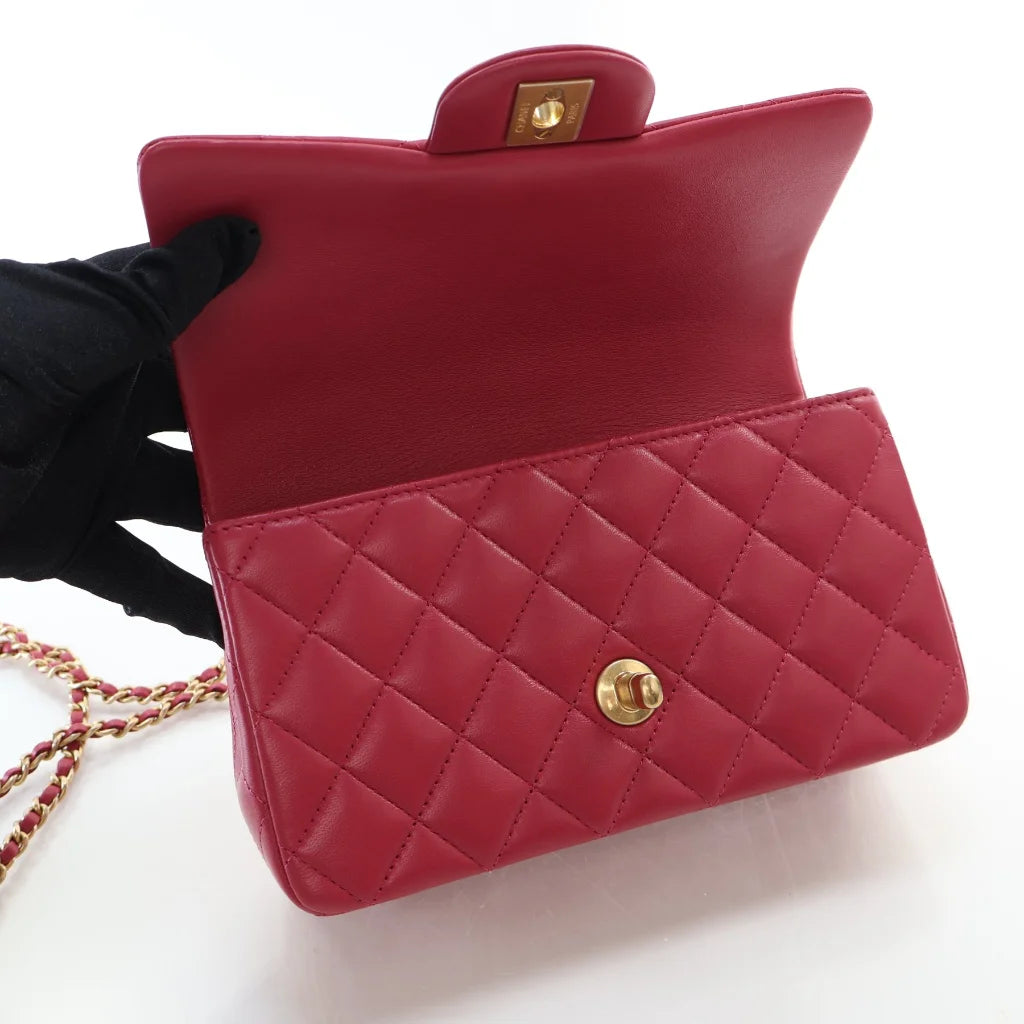 Chanel 21A Mini Rectangle Top Handle Hot Pink Lambskin L-ZA4FAR