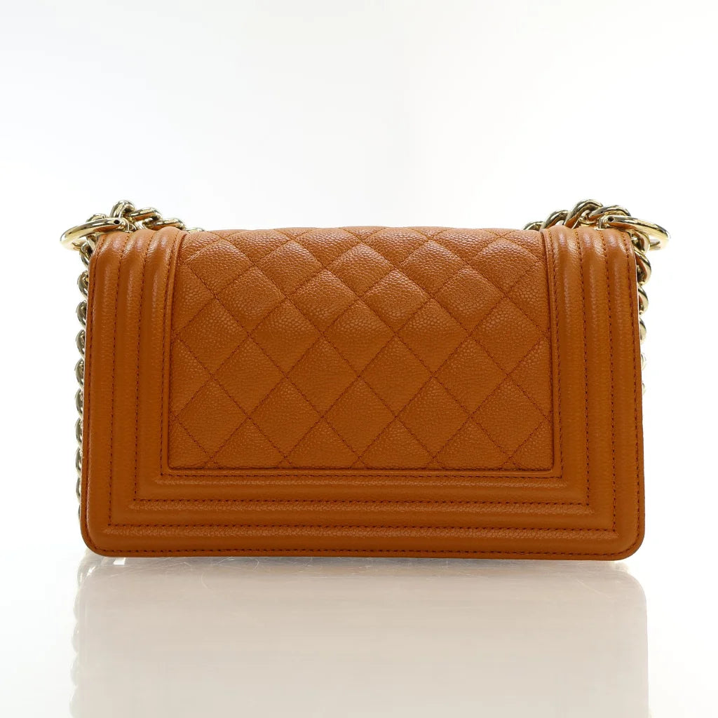 Chanel 21A Small Boy Bag Caramel Brown Caviar L-ZZM8B1