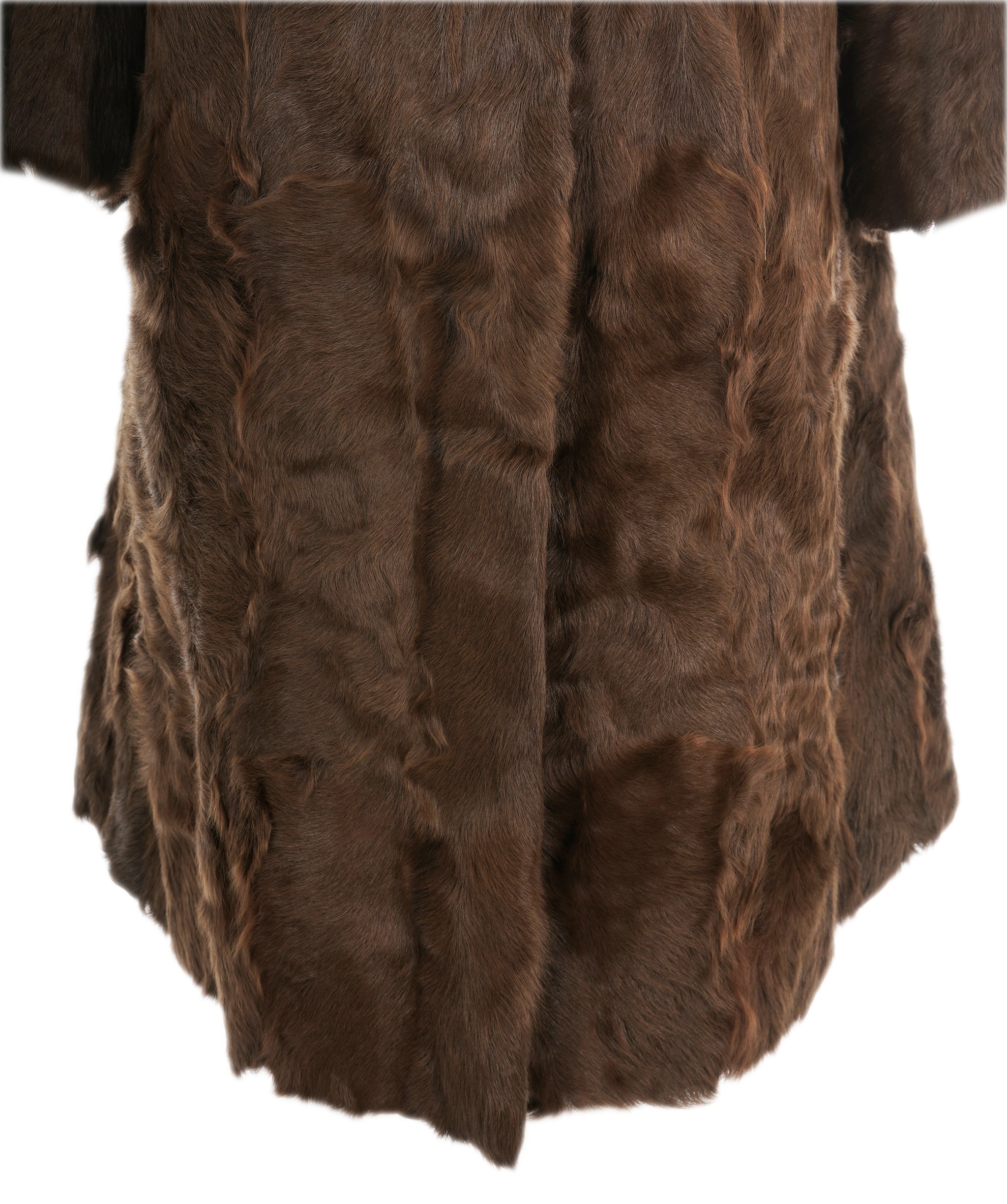 Vintage dark brown long genuine fur coat  ABL0010