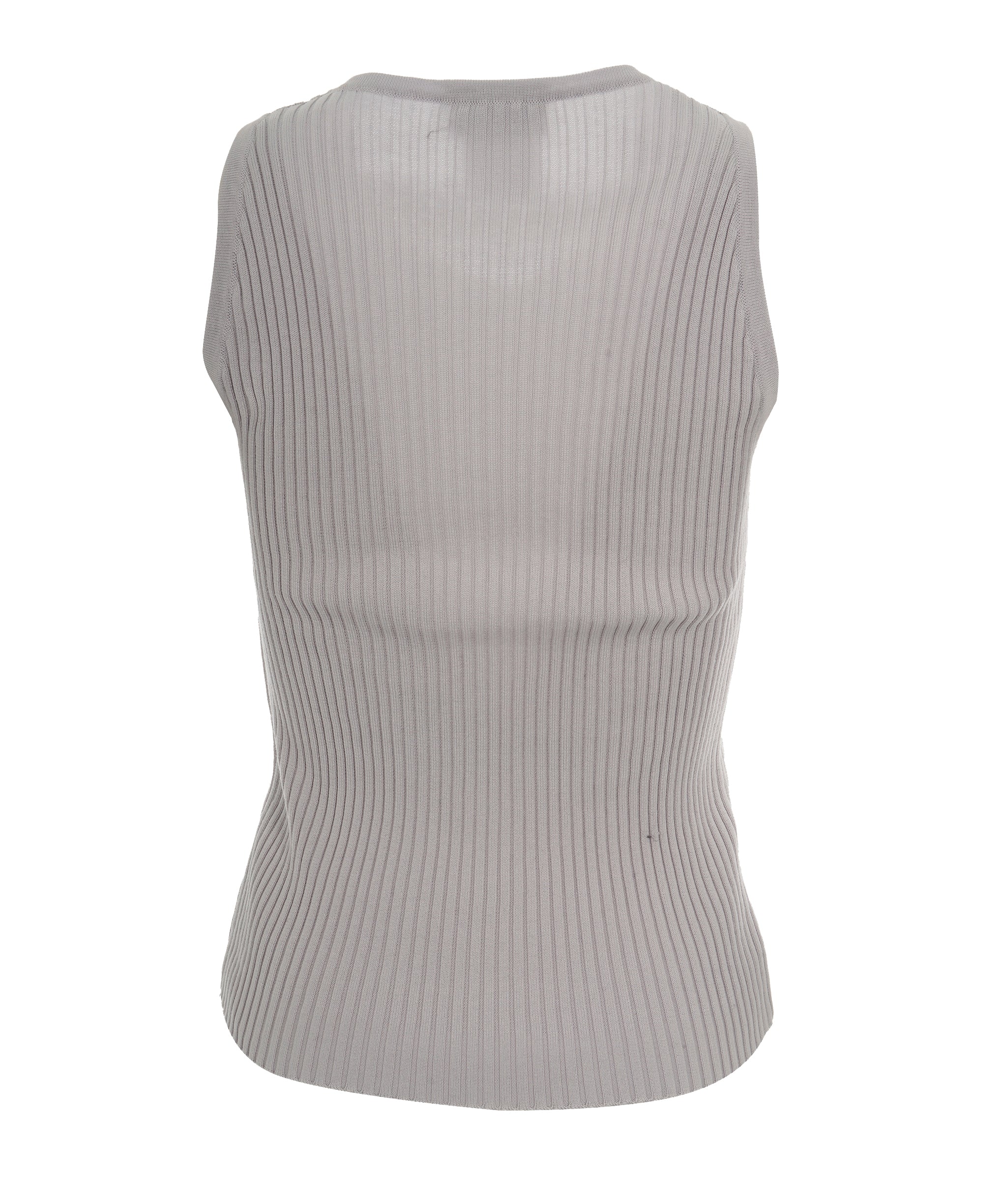 Chanel CC Ribbed Tank Top Gray V-Neck DXBS0152