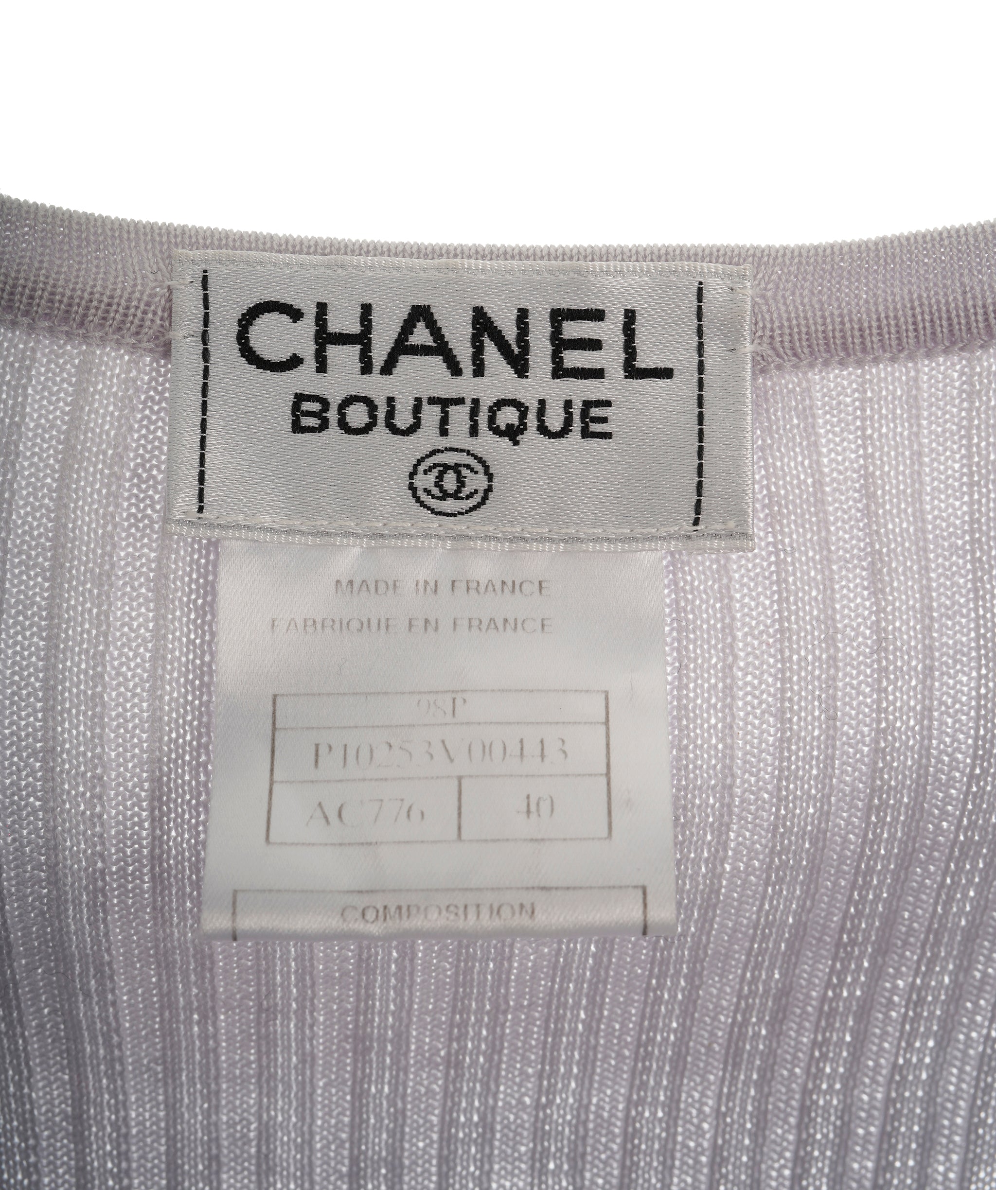 Chanel CC Ribbed Tank Top Gray V-Neck DXBS0152