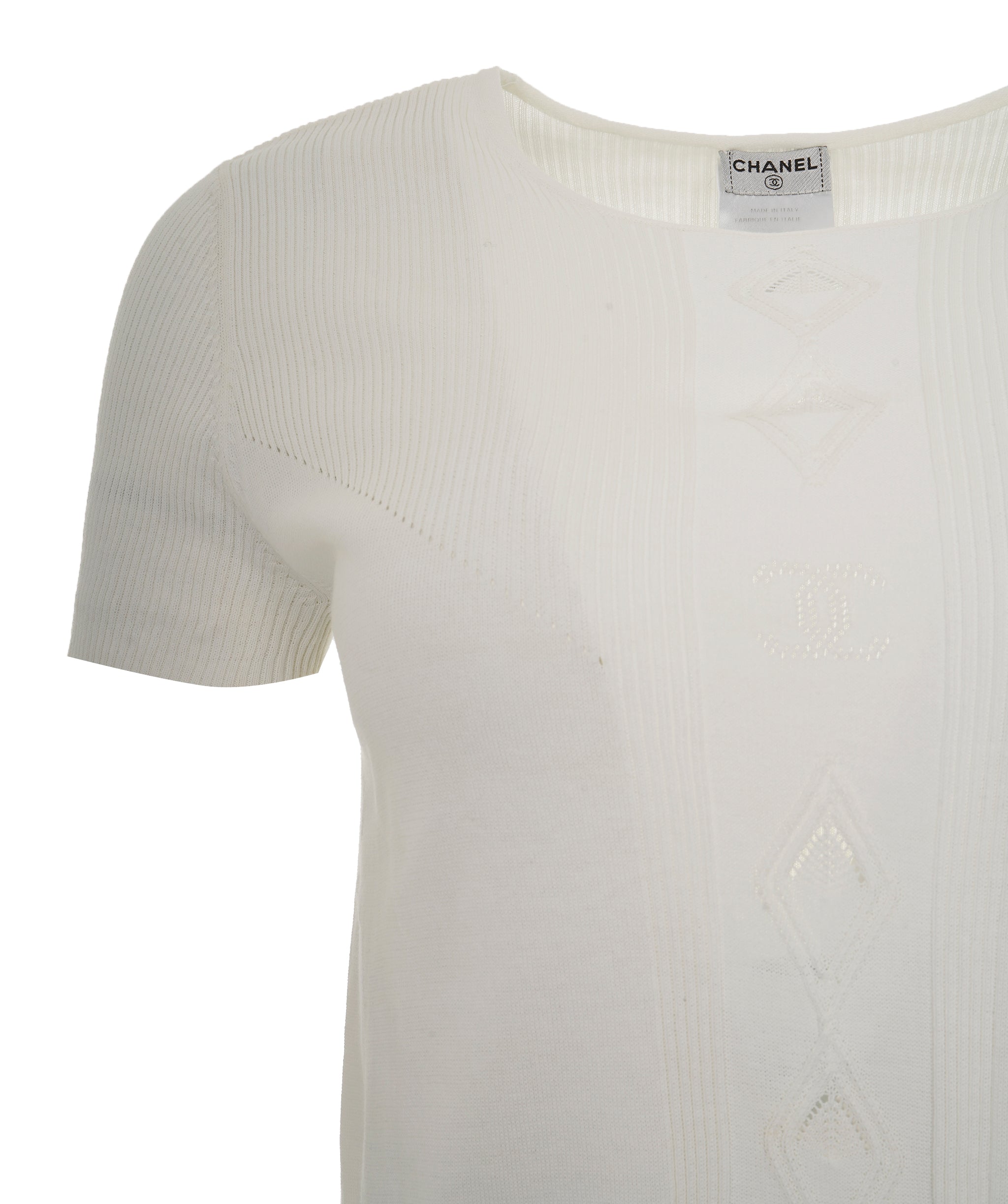 Chanel CC Knit Top White  DXBS0157