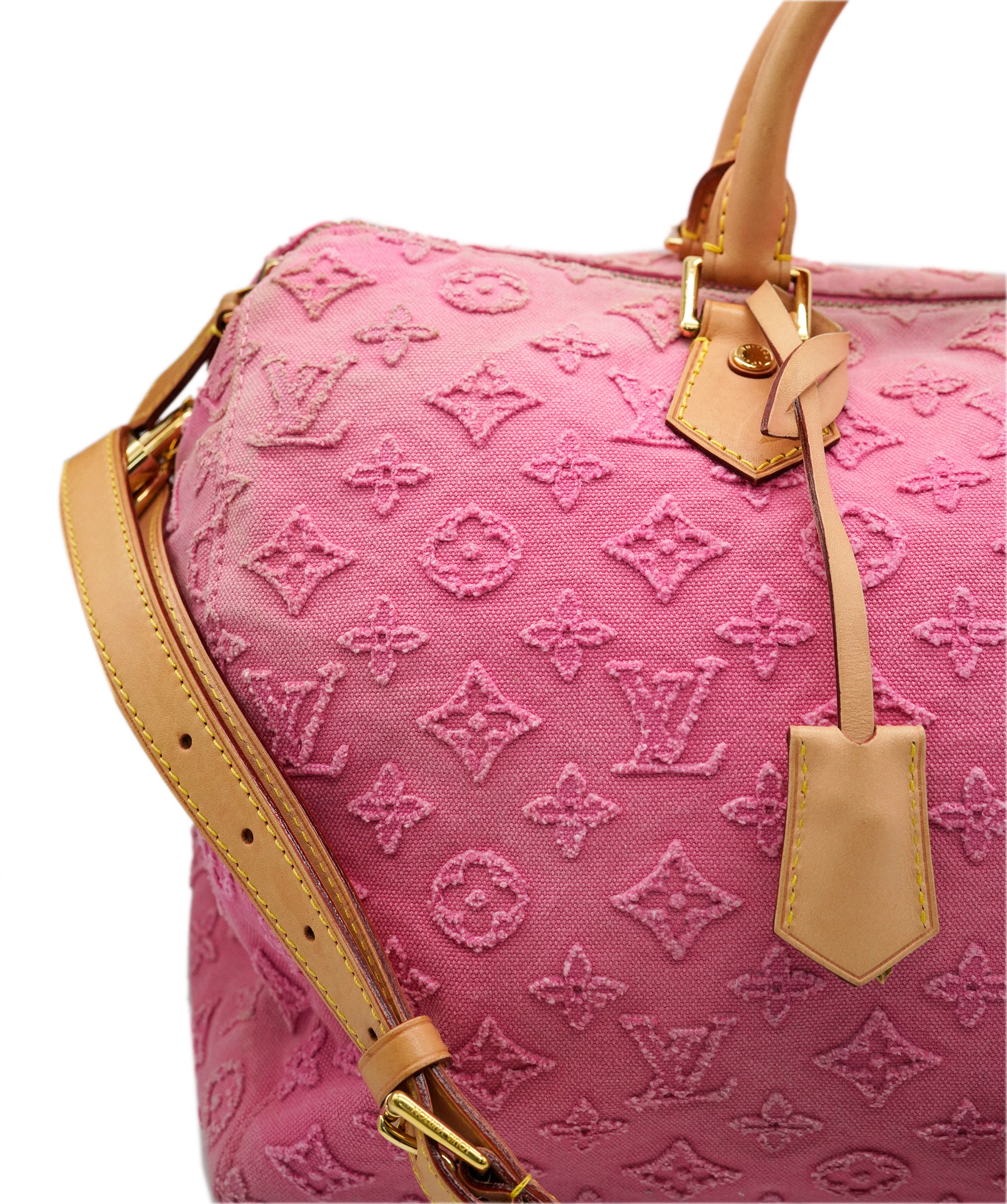 LOUIS VUITTON Monogram Stone Speedy Bandouliere 35 Bag Rose M40831 Auth 82931A DBXS1741