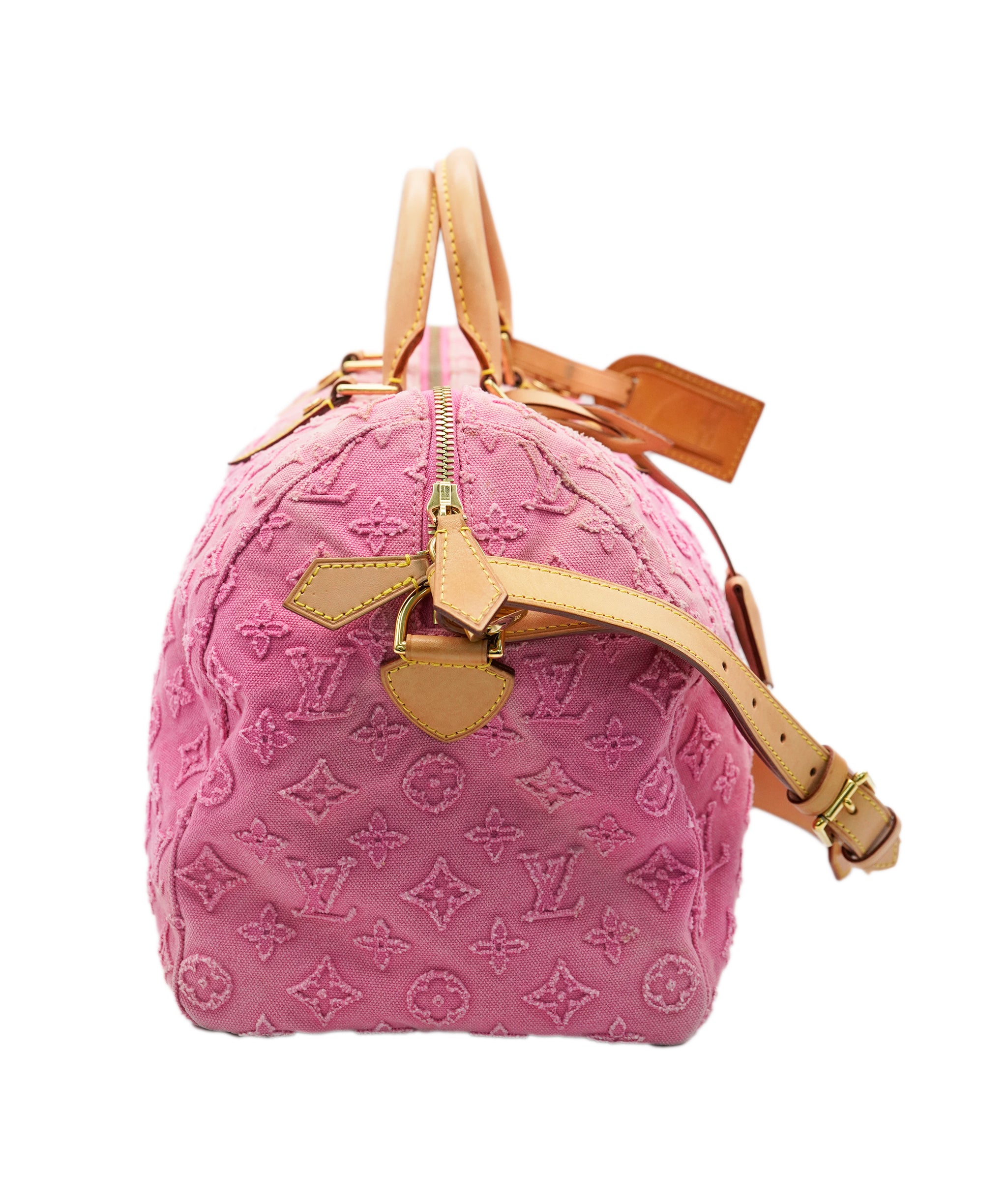 LOUIS VUITTON Monogram Stone Speedy Bandouliere 35 Bag Rose M40831 Auth 82931A DBXS1741