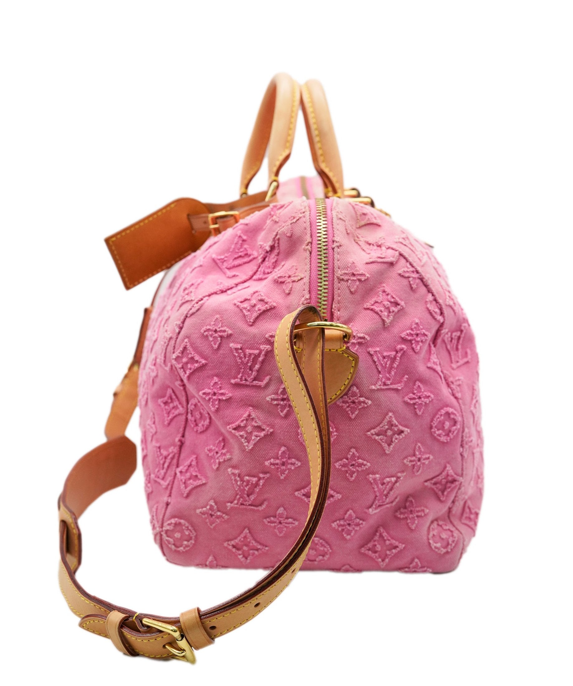 LOUIS VUITTON Monogram Stone Speedy Bandouliere 35 Bag Rose M40831 Auth 82931A DBXS1741