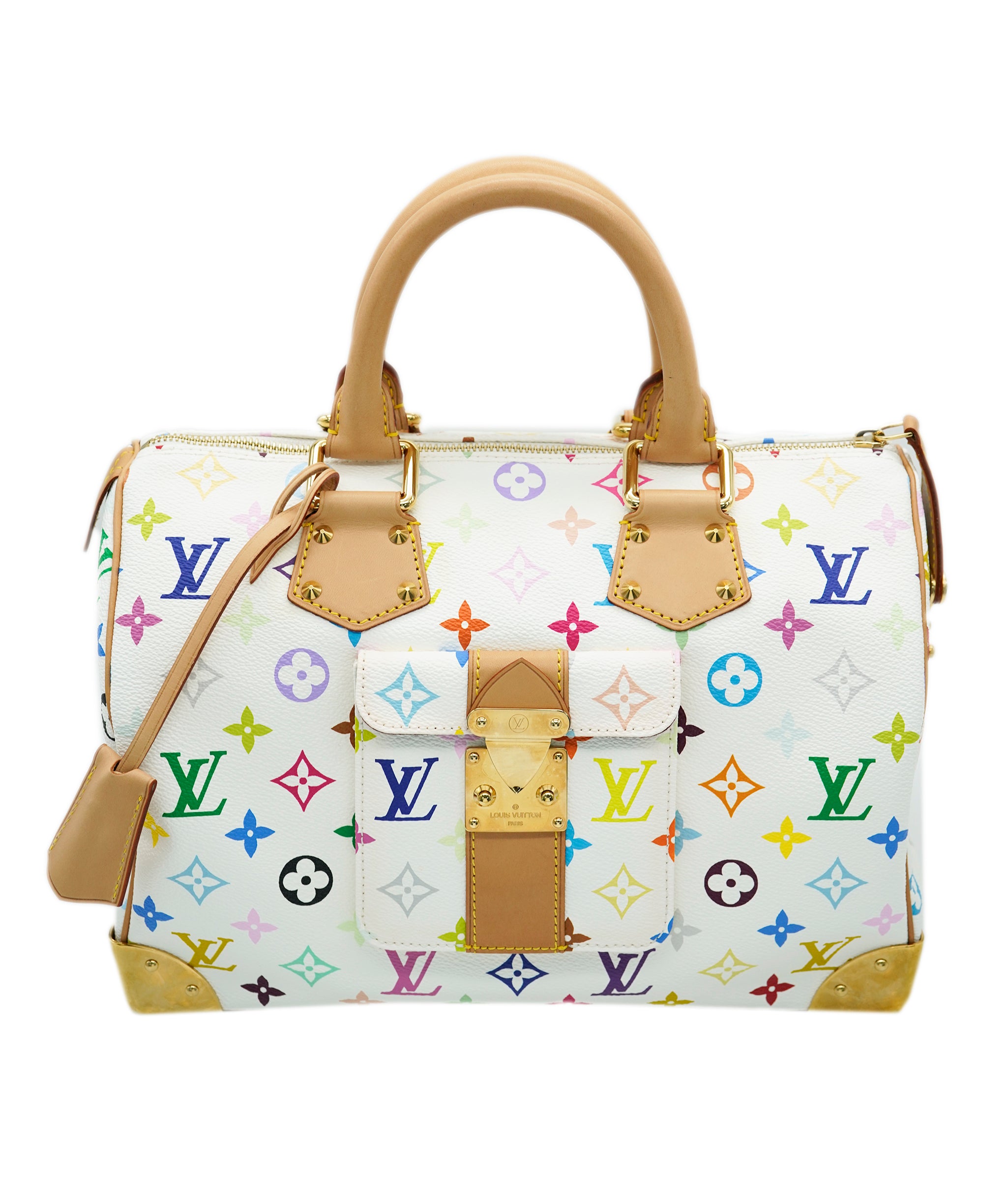 LOUIS VUITTON Monogram Multicolor Speedy 30 Hand Bag White M92643 LV Auth 90665A DBXS1743