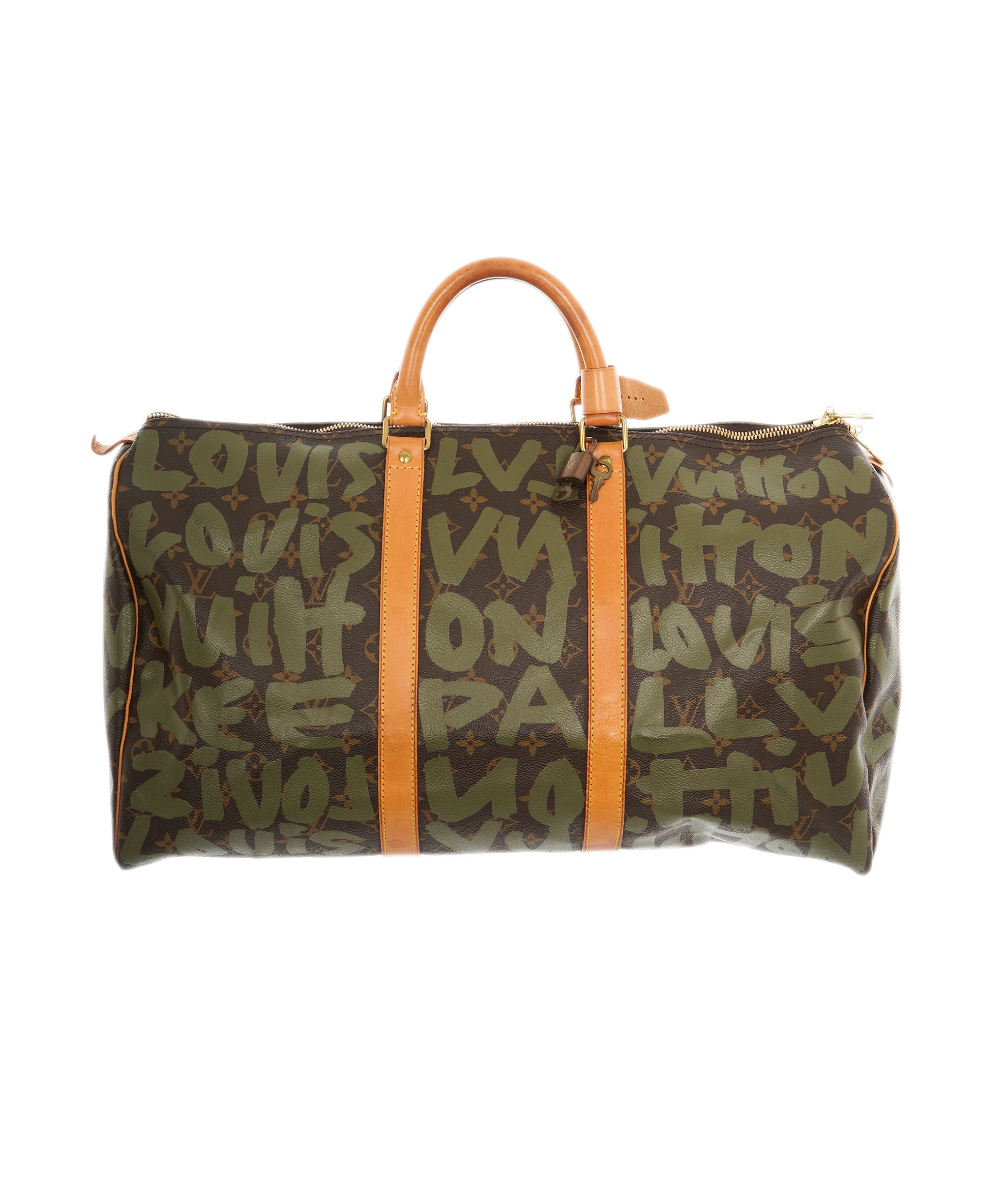 LOUIS VUITTON Monogram Khaki Graffiti Keepall 50 Boston Bag - DBXS1751